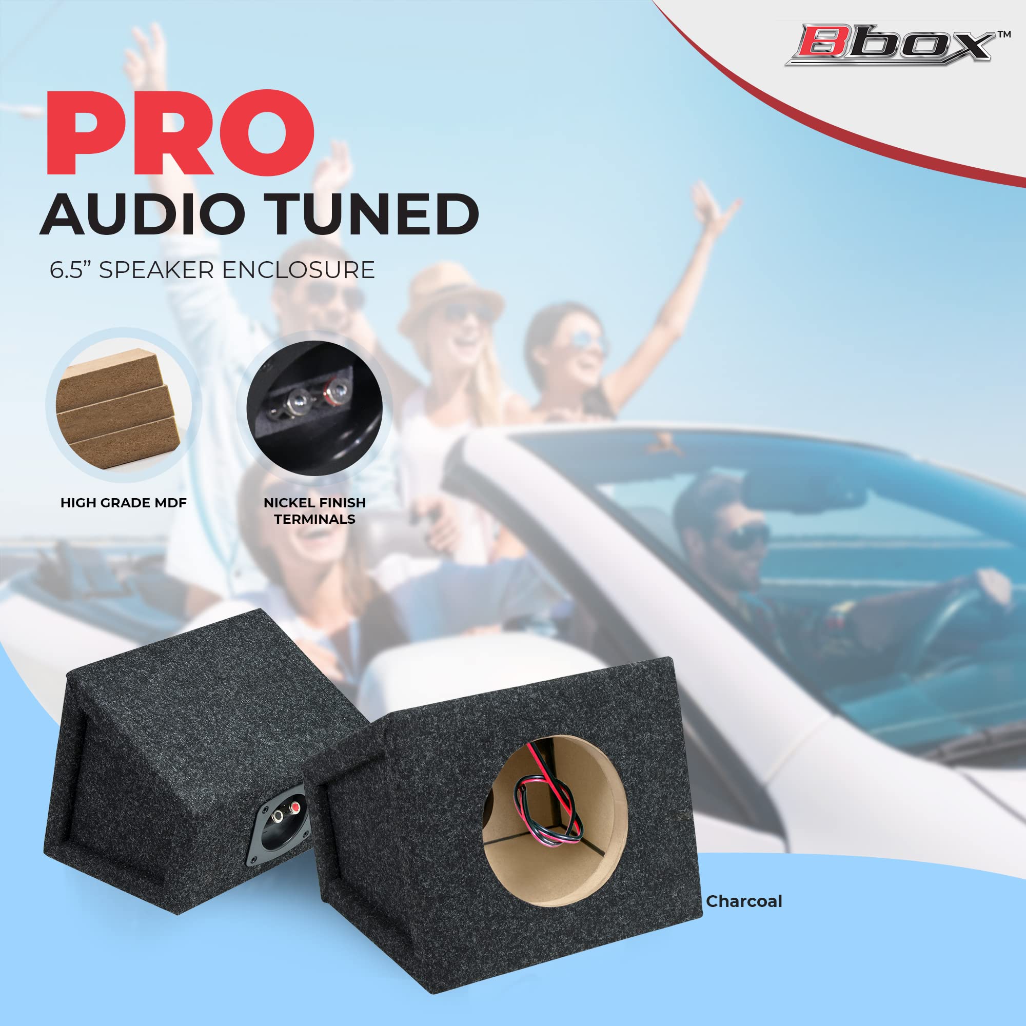 Atrend Pro Audio Tuned Speaker Enclosures Set Of 2 Pieces (6.5 Inch), Charcoal With High Grade 5/8 Inch Mdf Reduces Rattles And