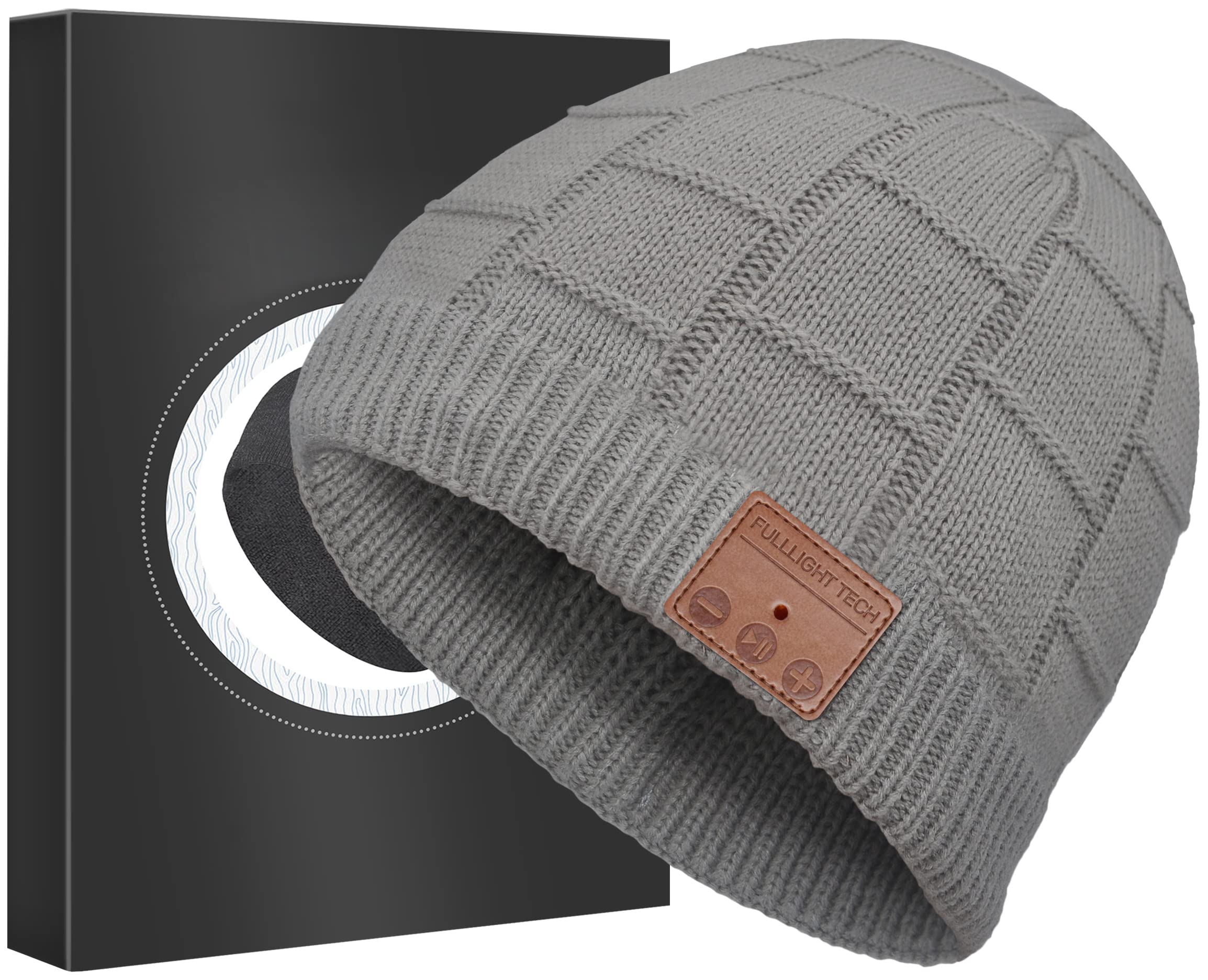 Bluetooth Beanie Headphones Hat Unique Tech Gifts Stocking Stuffer Light Gray