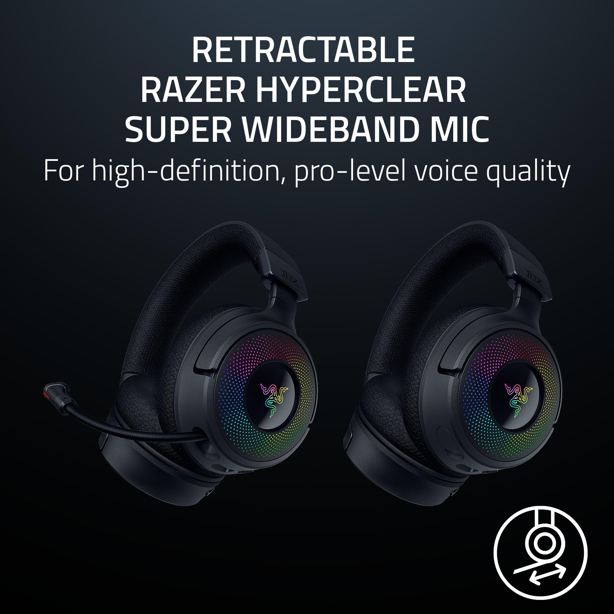 Razer Kraken V4 Wireless Gaming Headset: 2.4Ghz, Bluetooth, Usb   Super Wideband Mic   40 Mm Drivers   9 Zone Rgb Lighting   For