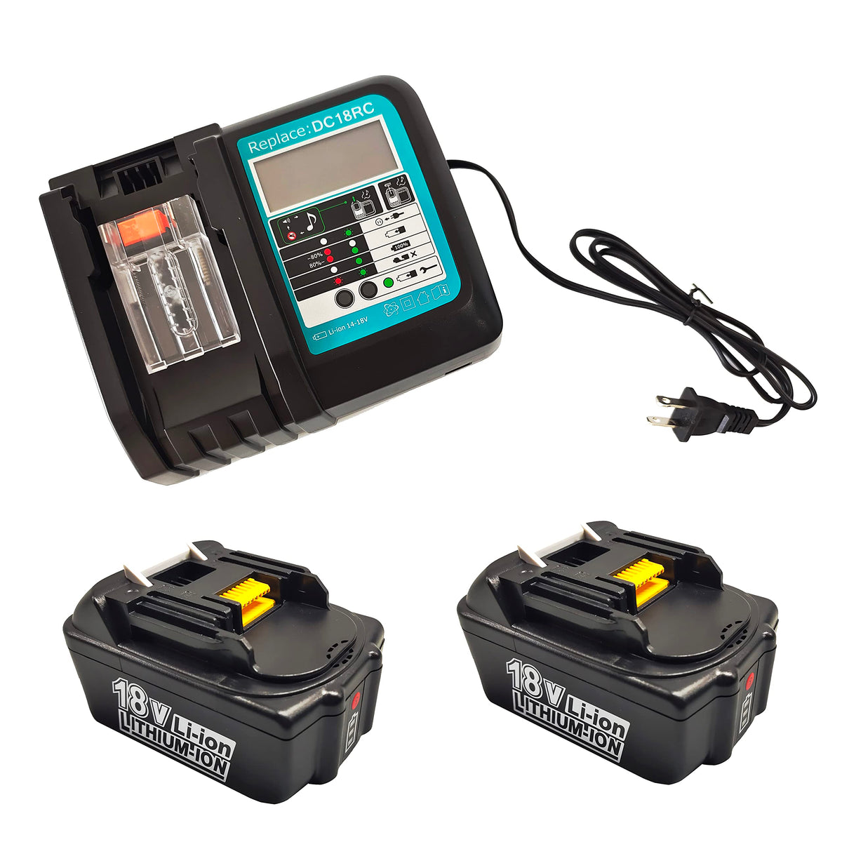Qczred 2 X Bl1850B 18V 5.0Ah Battery With 3A Charger Dc18Rc Replace For Makita 18V Lxt Bl1850 Bl1840B Bl1830 Bl1815 Bl1860B Lxt4