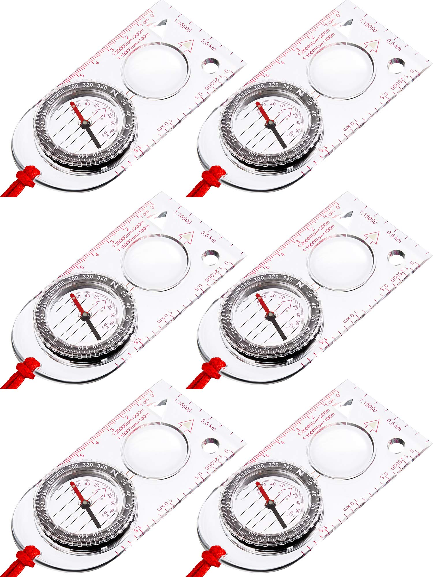 6 Pieces Orienteering Compass Hiking Navigation Backpacking Compass Map Reading for Scout Outdoor Camping Survival Gifts(Style 2