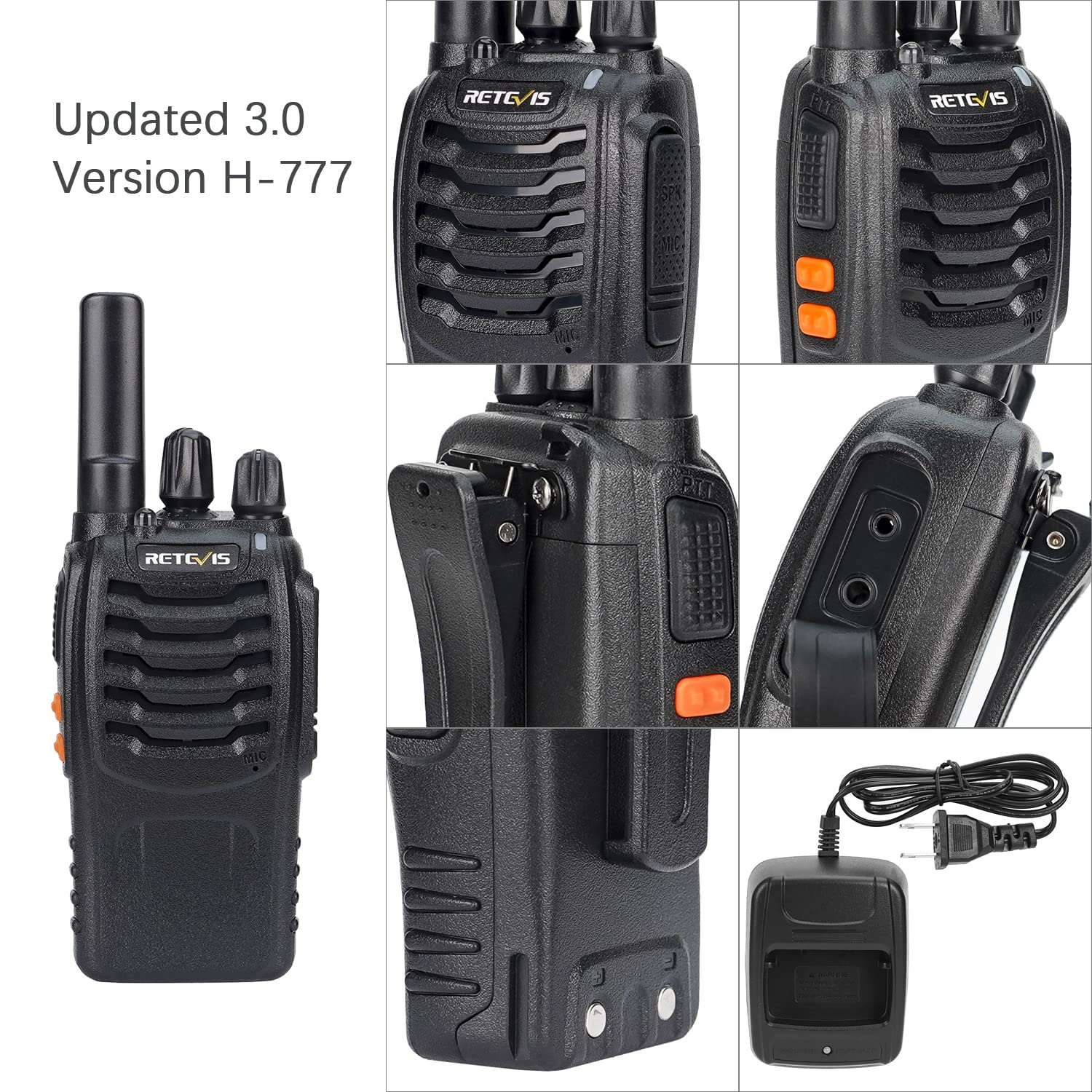 Retevis H 777 Walkie Talkies With Mic, Adults 2 Way Radios Long Range Rechargeable, License Free, Crystal Audio, For School Work