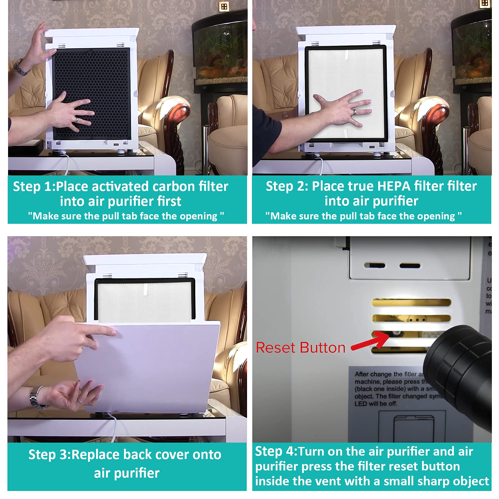 Tablenco For Levoit Lv Pur131 Air Purifier Replacement Filter 2 Filters & 2 True H13 Activated Carbon Filters Set Pre Compatible