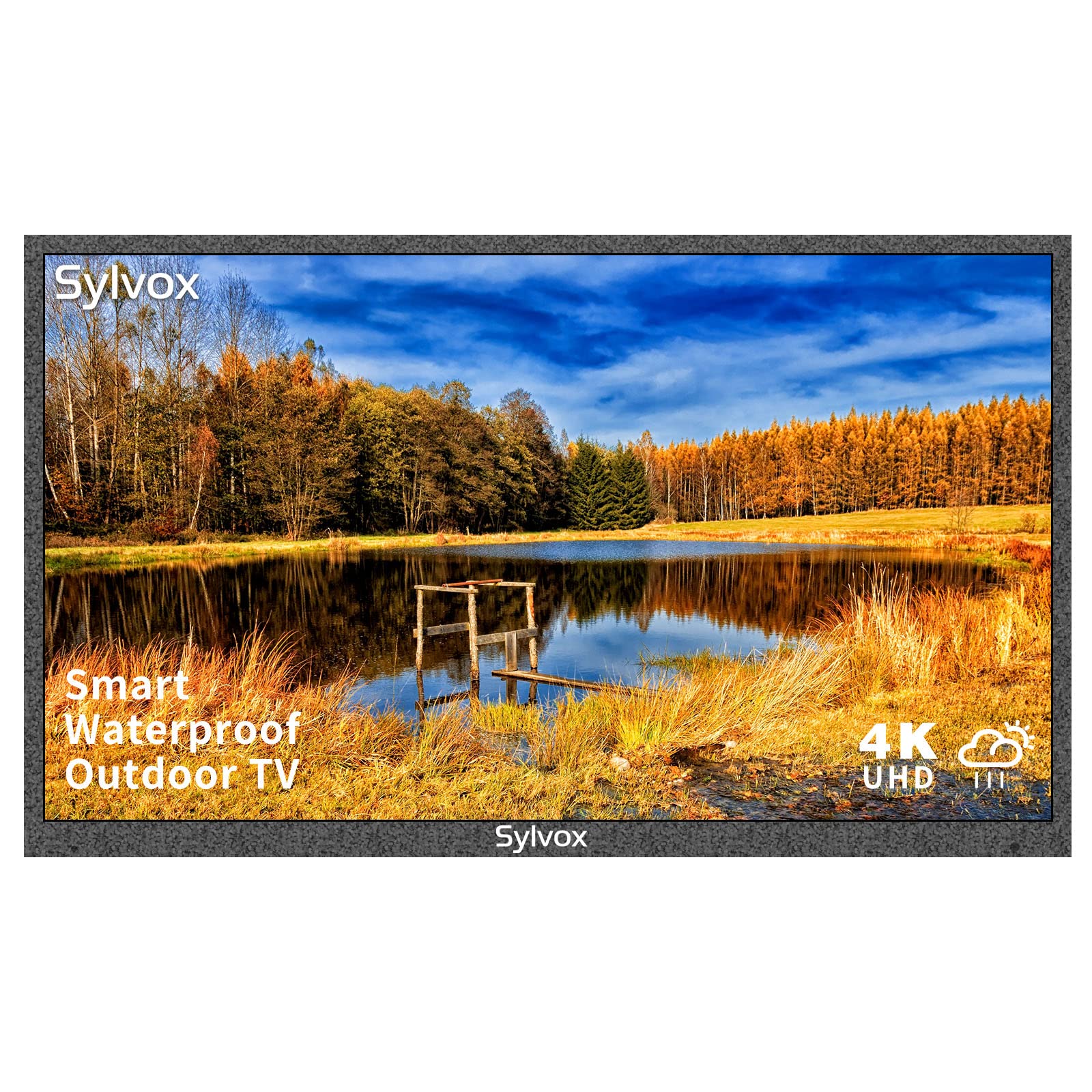 SYLVOX 43 inch Outdoor TV, Smart TV Compatible with Google Waterproof 4K LED Outdoor Television with Dual Speakers, Support Blue