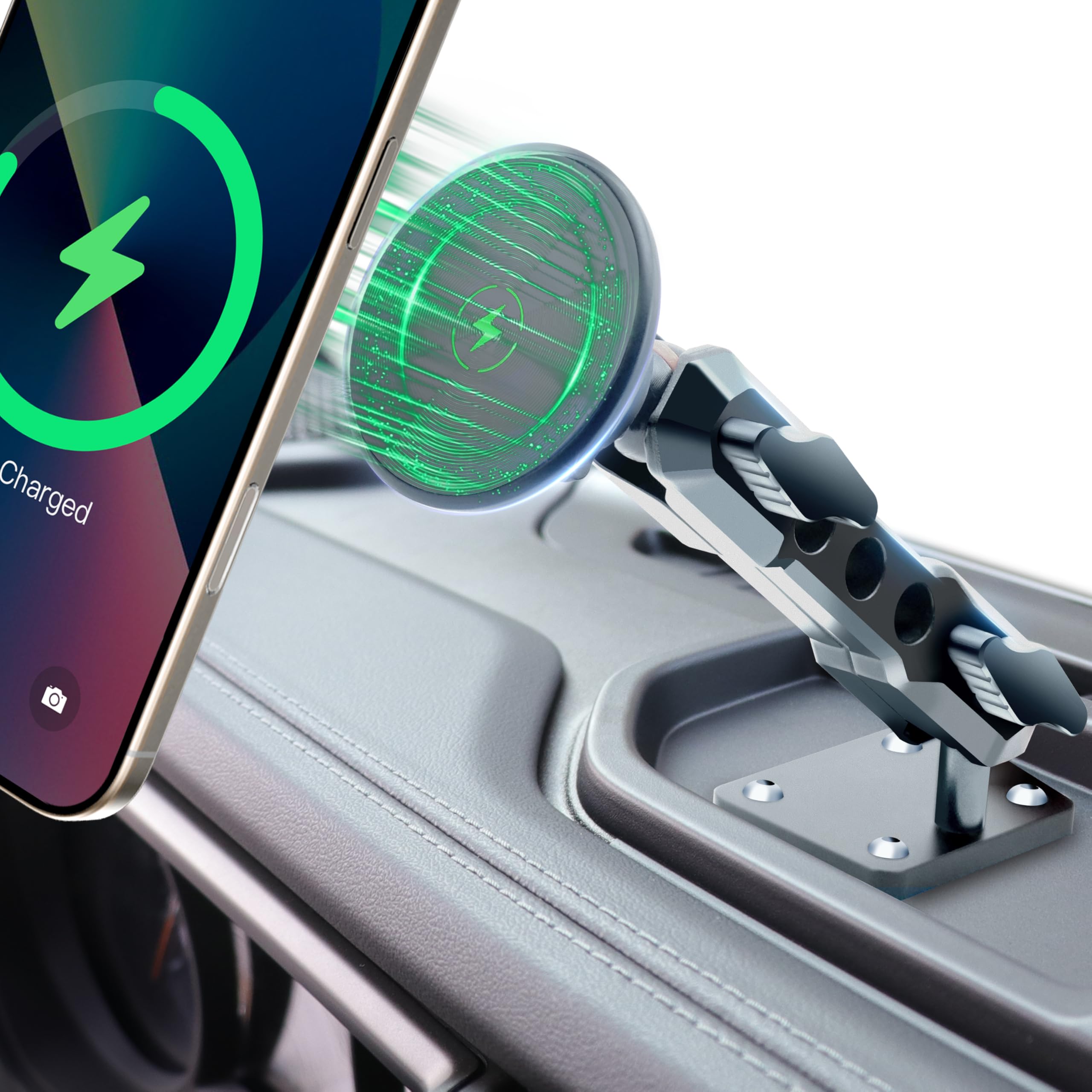 for JEEP 2024+ Wrangler JL JLU JT 4XE Phone Charger Mount - Wireless Charging Phone Holder for JEEP Wrangler Gladiator 2/4 Door 