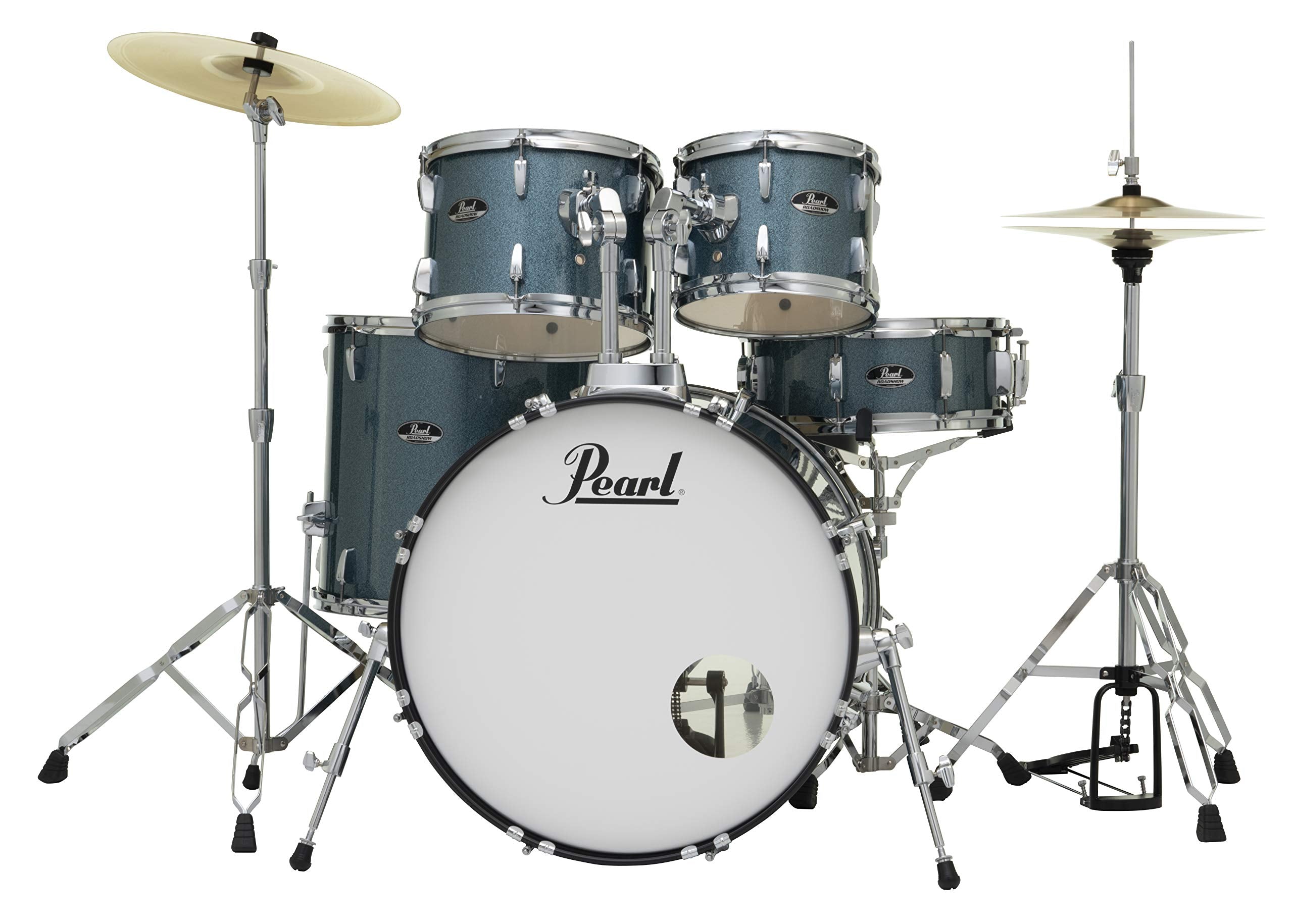 Pearl Roadshow Drum Set 5-Piece Complete Kit with Cymbals and Stands, Aqua Blue (RS525SC/C703)