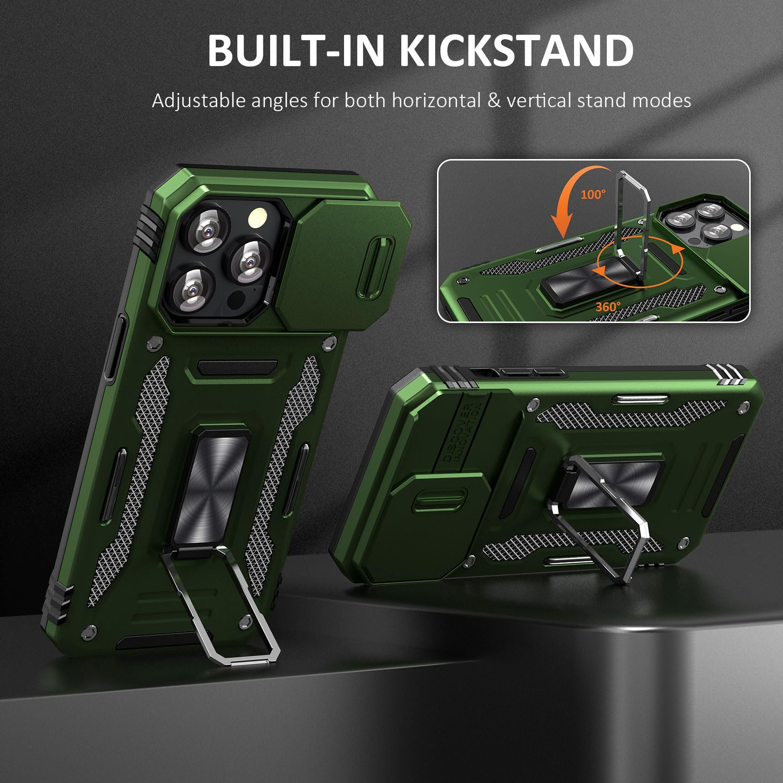 Sefing Phone Case For 16 Pro Case Iphone 16 Pro Phone Case With Camera Lens Cover, With Ring Holder Kickstand, Fit Magnet Car Mo