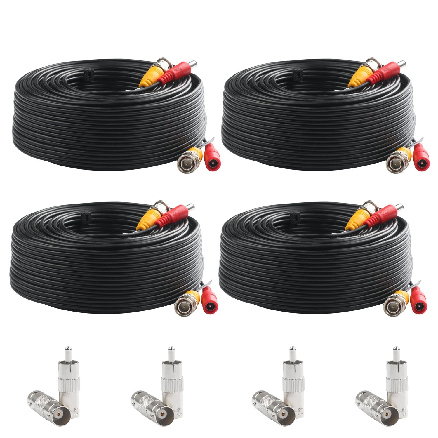 Postta Bnc Video Power Cable (4 Pack 100 Feet) Video Security Camera Cable Wire With Eight Connectors For Cctv Dvr Surveillance