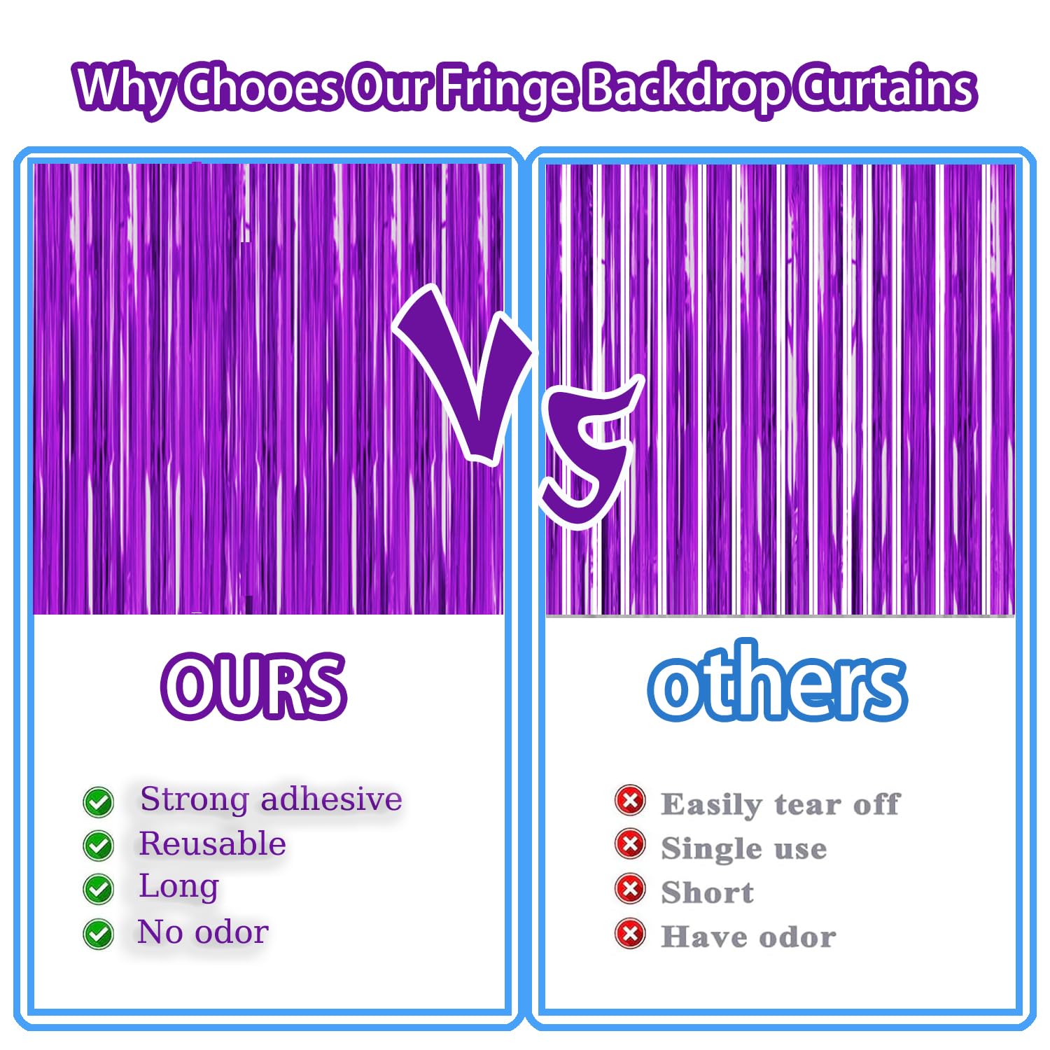 20 Pack Purple Metallic Tinsel Foil Fringe Curtains Party Photo Backdrop Party Streamers For Birthday,Graduation,New Year Eve De