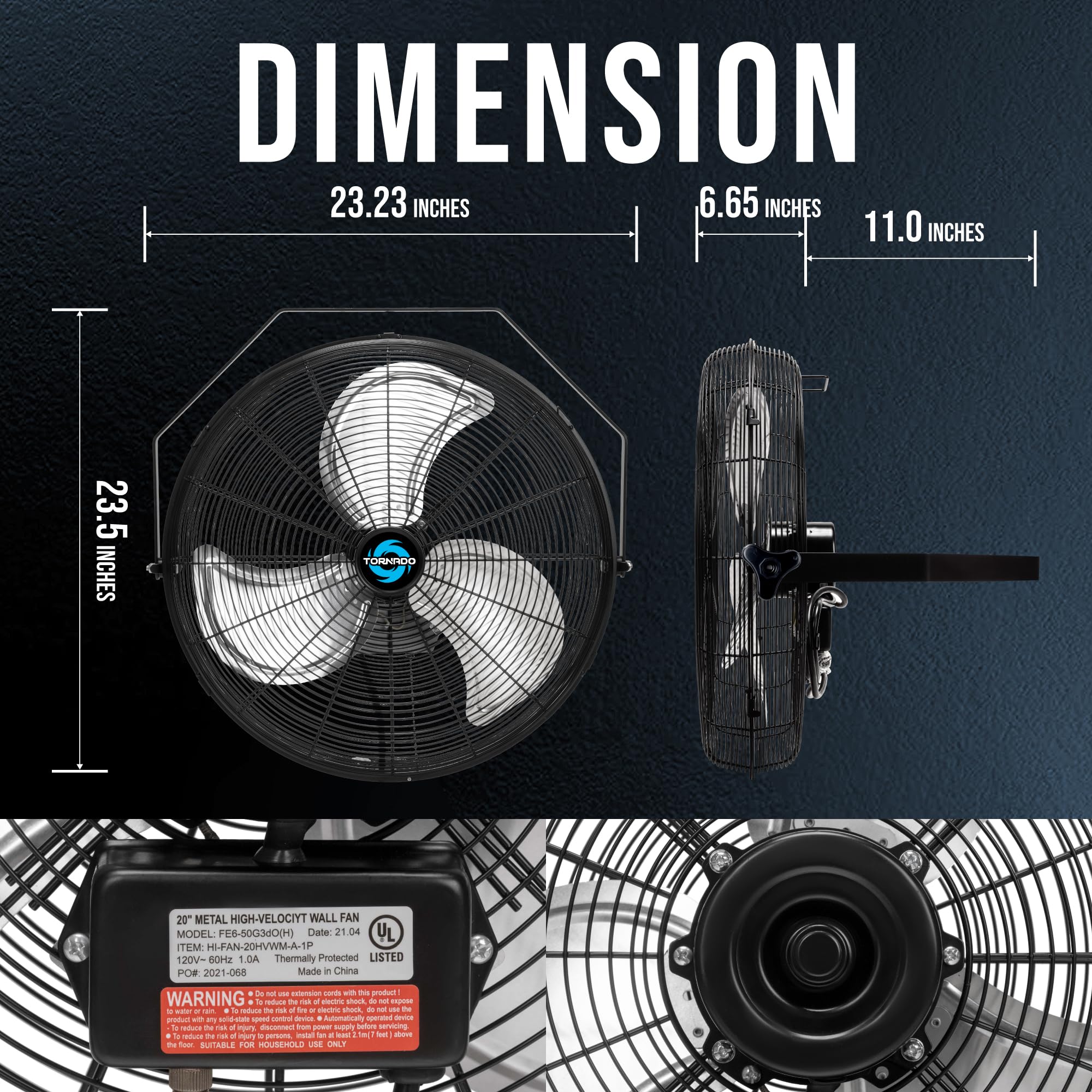 Tornado 2 Pack 20 Inch High Velocity Industrial Wall Fan   4750 Cfm   3 Speed   6 Ft Cord   Industrial, Commercial, Residential