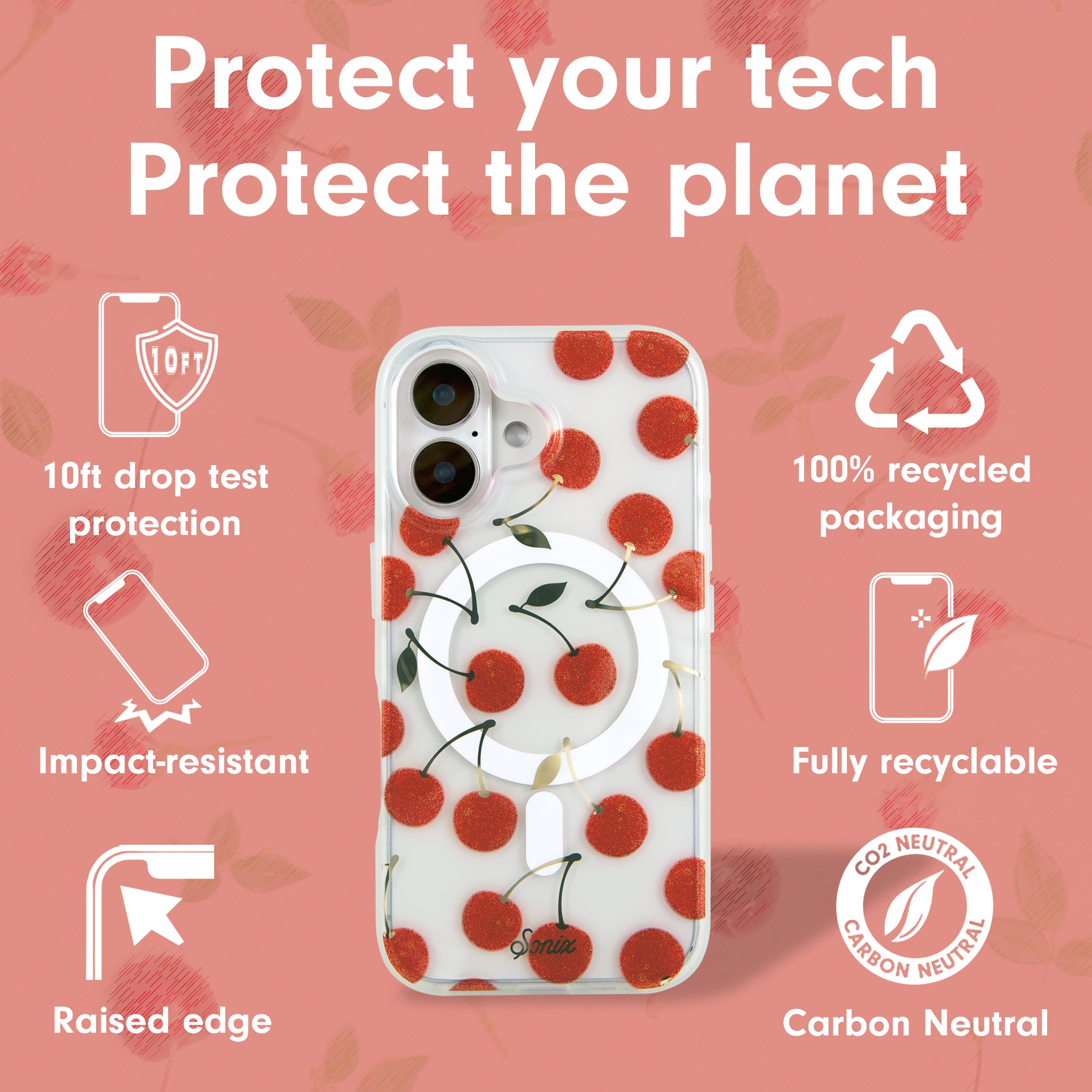 Sonix Case For Iphone 16 Plus | Compatible With Magsafe | 10Ft Drop Tested | Cherry On Top