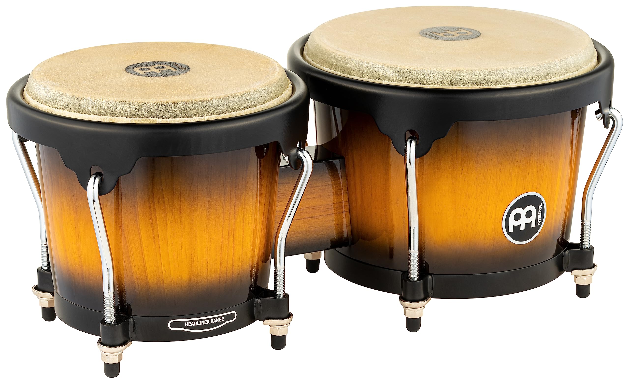 Meinl Percussion Bongos Hand Drum Set 6.75' And 8' With Hardwood Shells And Tuning Key � Not Made In China � Headliner Series, 2 Year Warranty, Vintage Sunburst (Hb100Vsb)