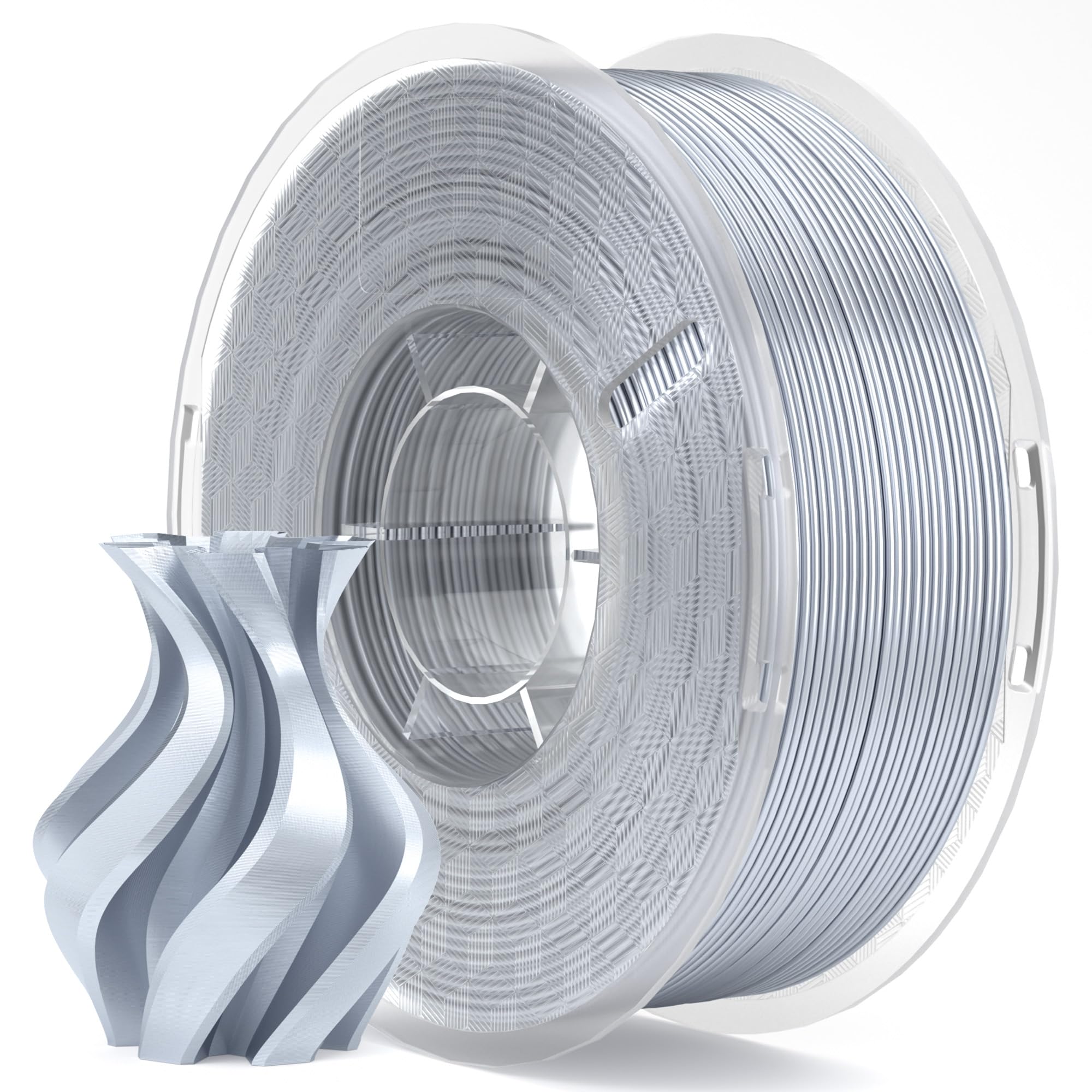 Elegoo Silk Pla Filament 1.75Mm Silver Grey 1Kg, 3D Printer Filament Dimensional Accuracy +/  0.02Mm, 1Kg Plastic Spool(2.2Lbs)