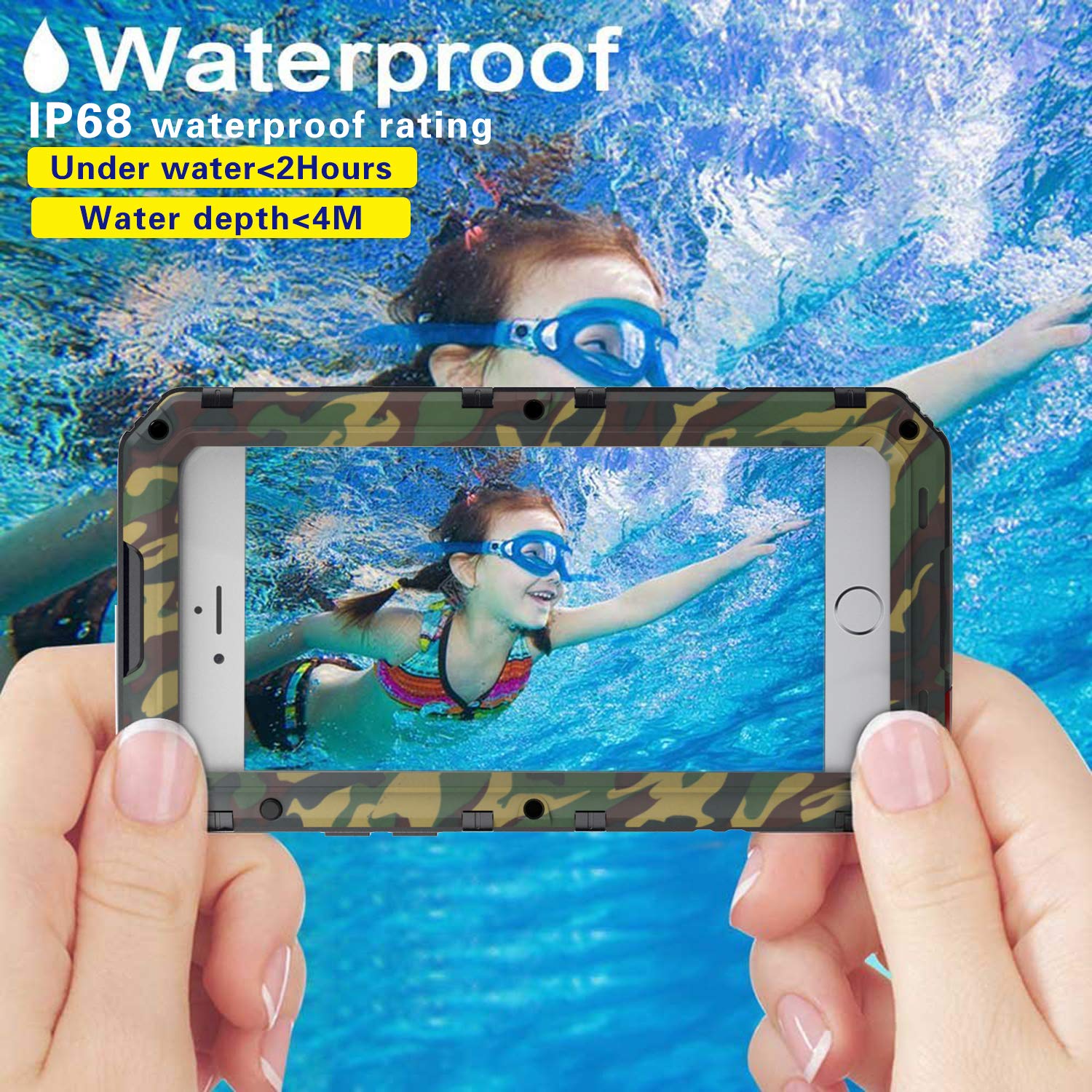 Beasyjoy Iphone Se 2022/2020 Iphone 7 Iphone 8 Case Waterproof, Metal Heavy Duty Case With Screen Protector, Full Body Protectiv
