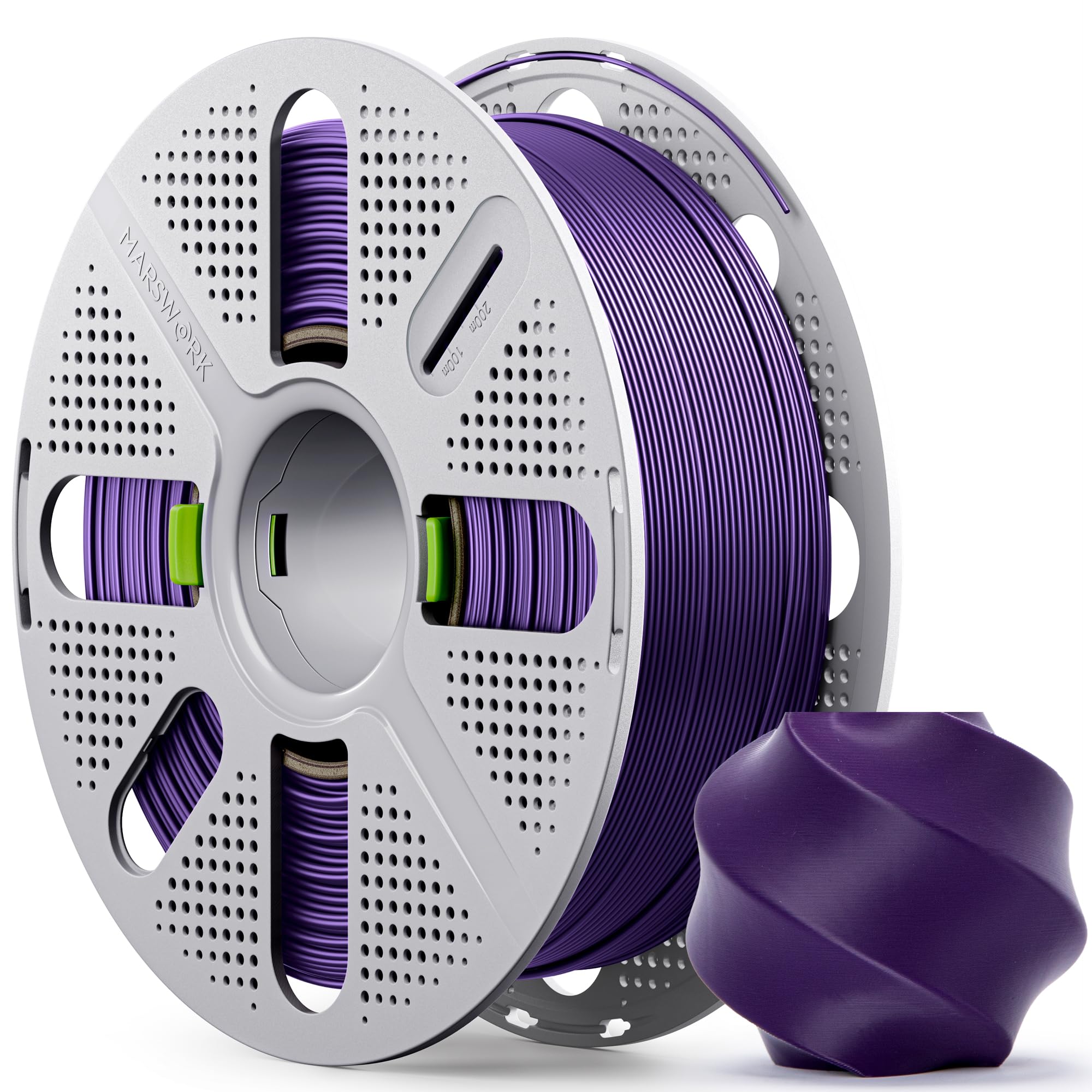 MarsWork PLA Basic, Pre-Dried Filament with Quick-Swap Reusable Spool 1kg (2.2lbs), 1.75mm 3D Printing Filament, Compatible with