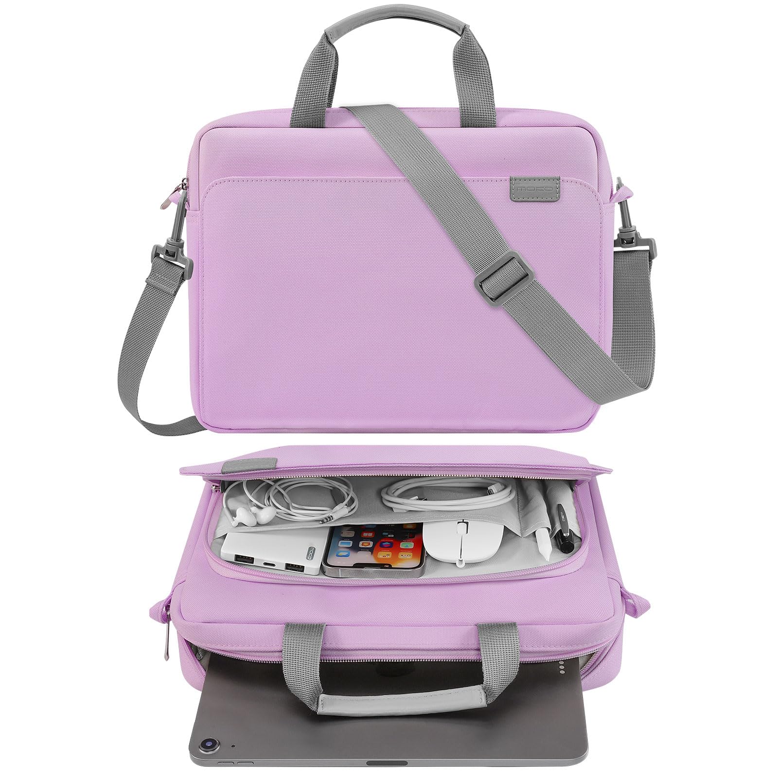 MoKo 9 11 Inch Tablet Sleeve Case, Protective Handle Shoulder Bag Fits New 11 inch iPad Pro M4/iPad Air M2 2024, iPad Air 5/4th 10.9, iPad 10th Gen. 10.9, iPad 9/8/7th 10.2, Tab S8/S9 11, Purple