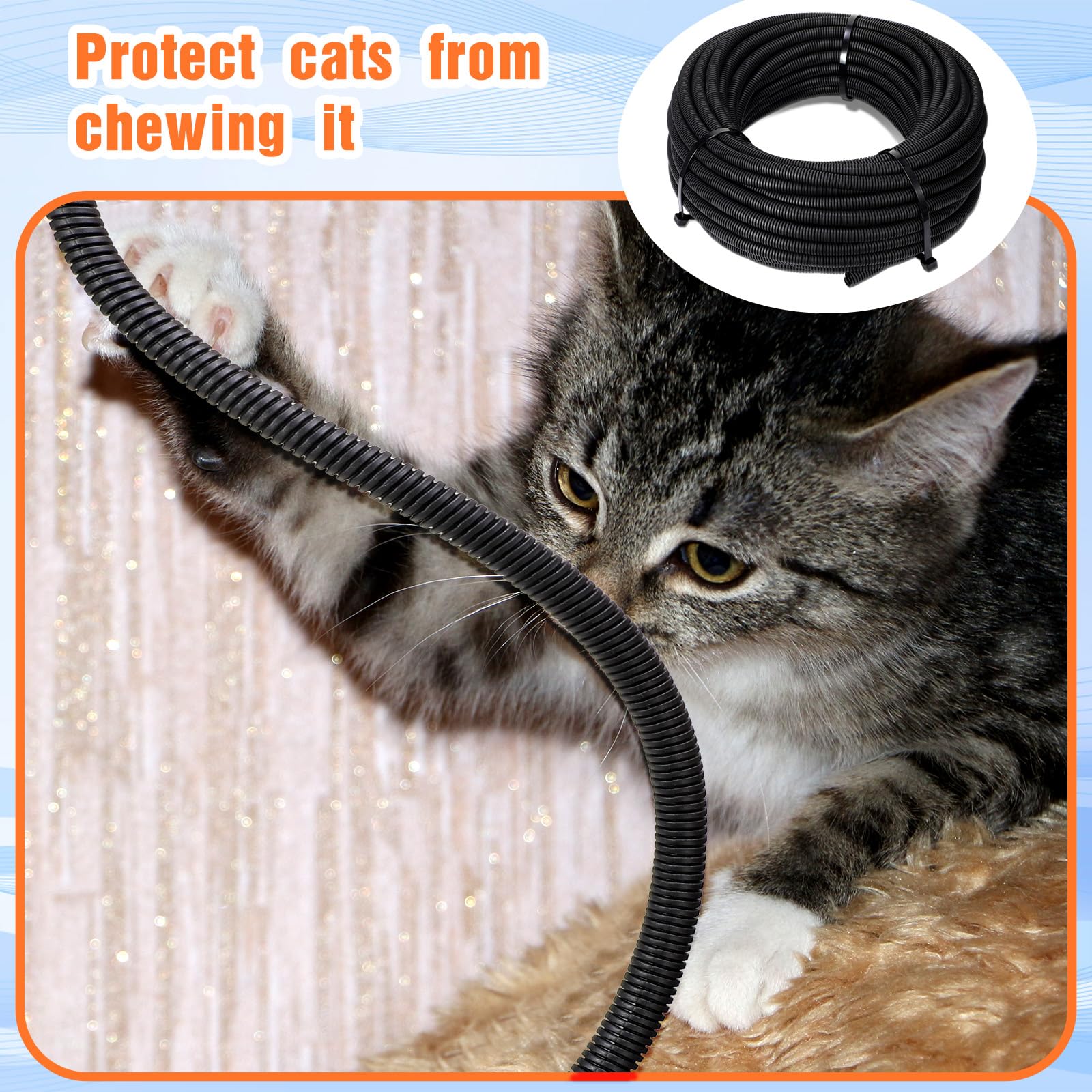 Sasylvia 3/8 X 500 Ft Split Wire Loom Cord Protector Tubing Split Wire Conduit Wire Protector Tubing Convoluted Cable Tube Black