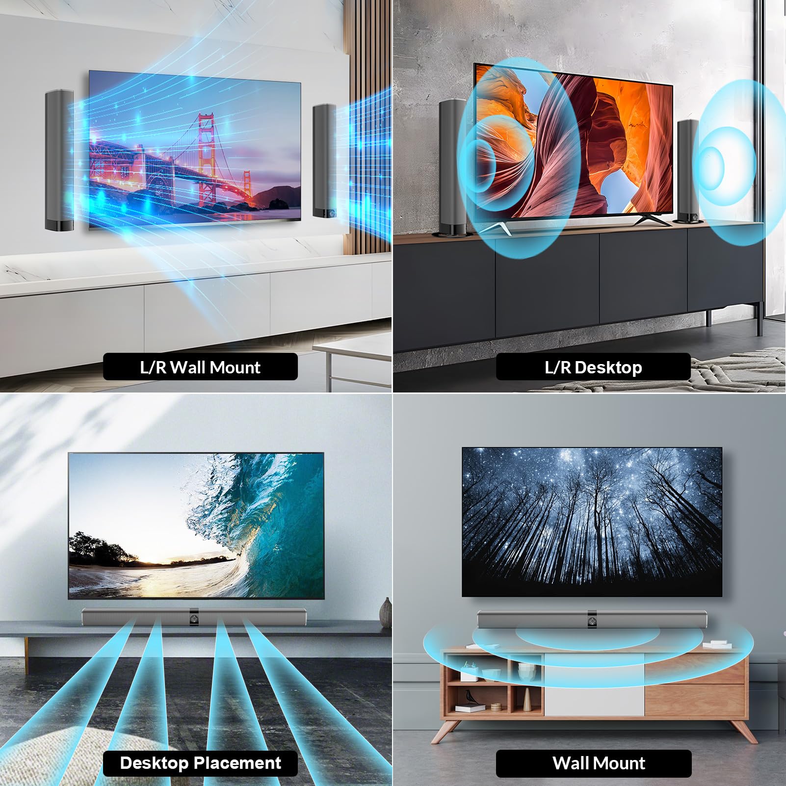 Assistrust Sound Bar For Smart Tv, 60W Soundbar For Tv, Wired & Bluetooth Connection With Dynamic Volume Boost & 3 Equalizer Mod