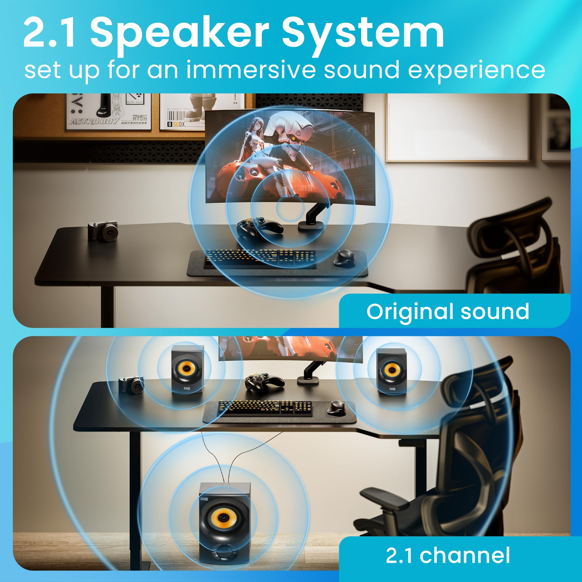 Acoustic Audio By Goldwood Bluetooth 2.1 Speaker System 2.1 Channel Home Theater Speaker System, Black (Aa2170)