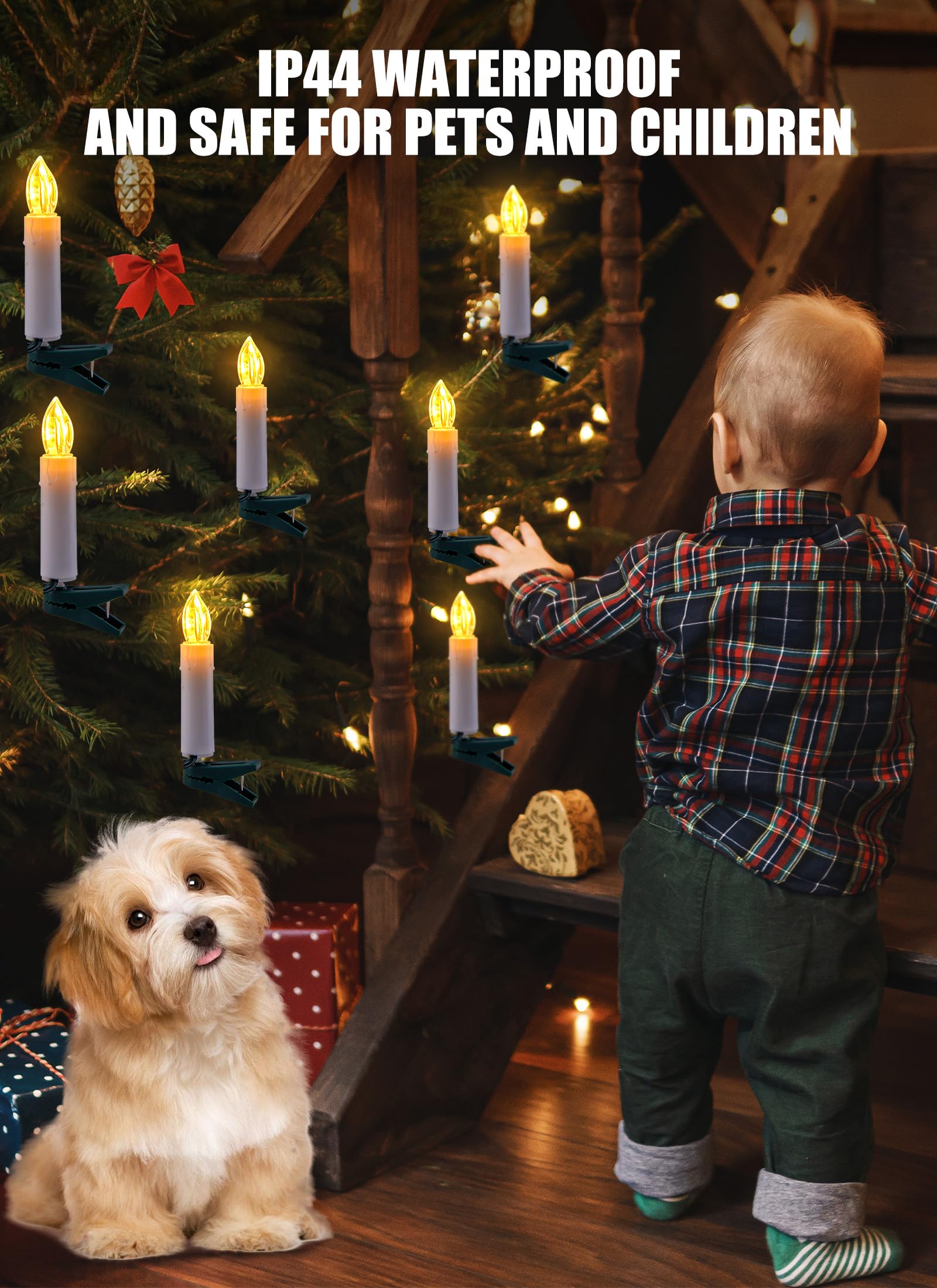 Christmas Tree Candle Lights Battery Operated, 50 Led Flameless Candle Lights With Clips, 48Feet Connectable Candle Lights For X