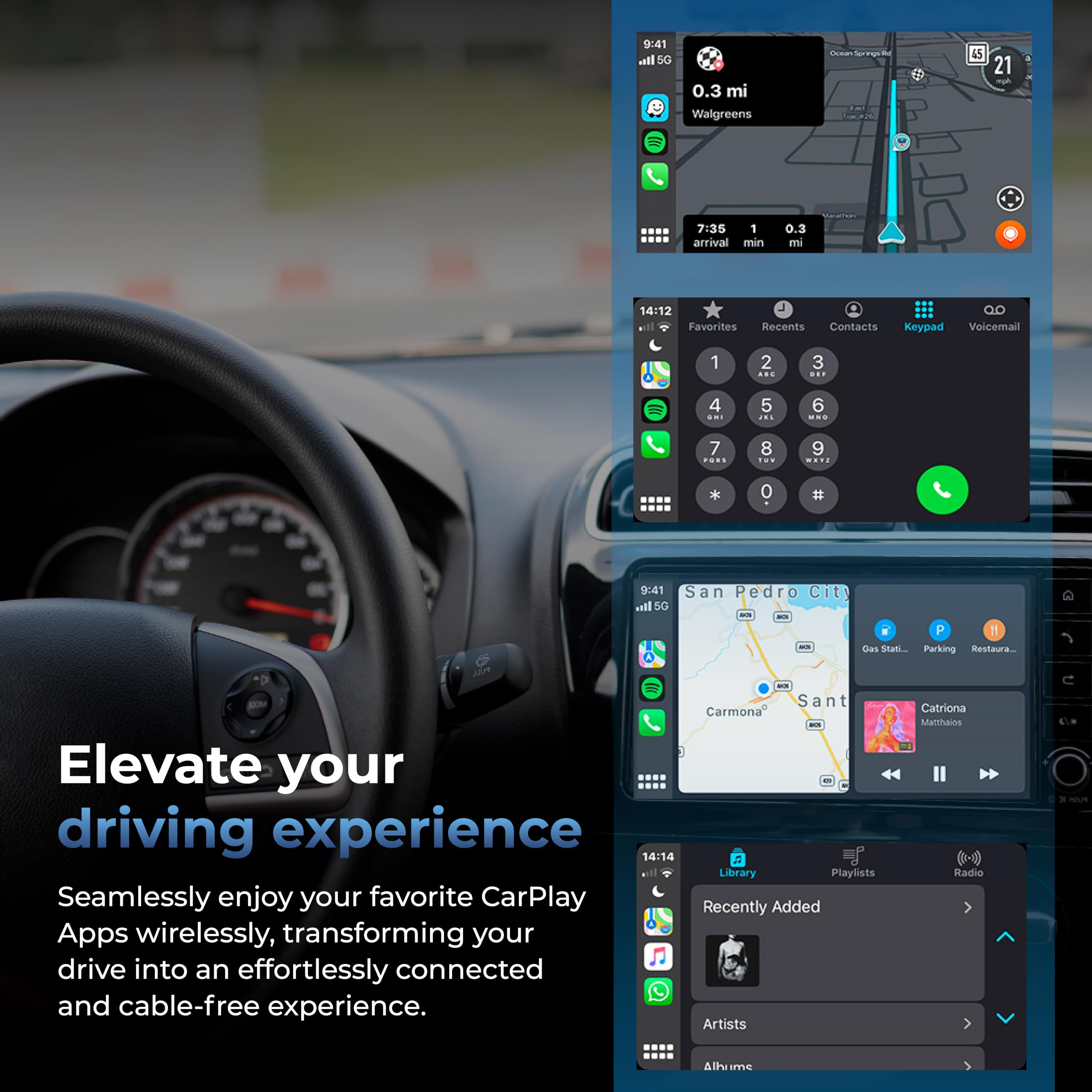 Autosky Wireless Carplay Adapter   Converts Wired To Wireless Carplay Dongle Plug & Play   Fit Cars 2015 Or Newer With Factory W