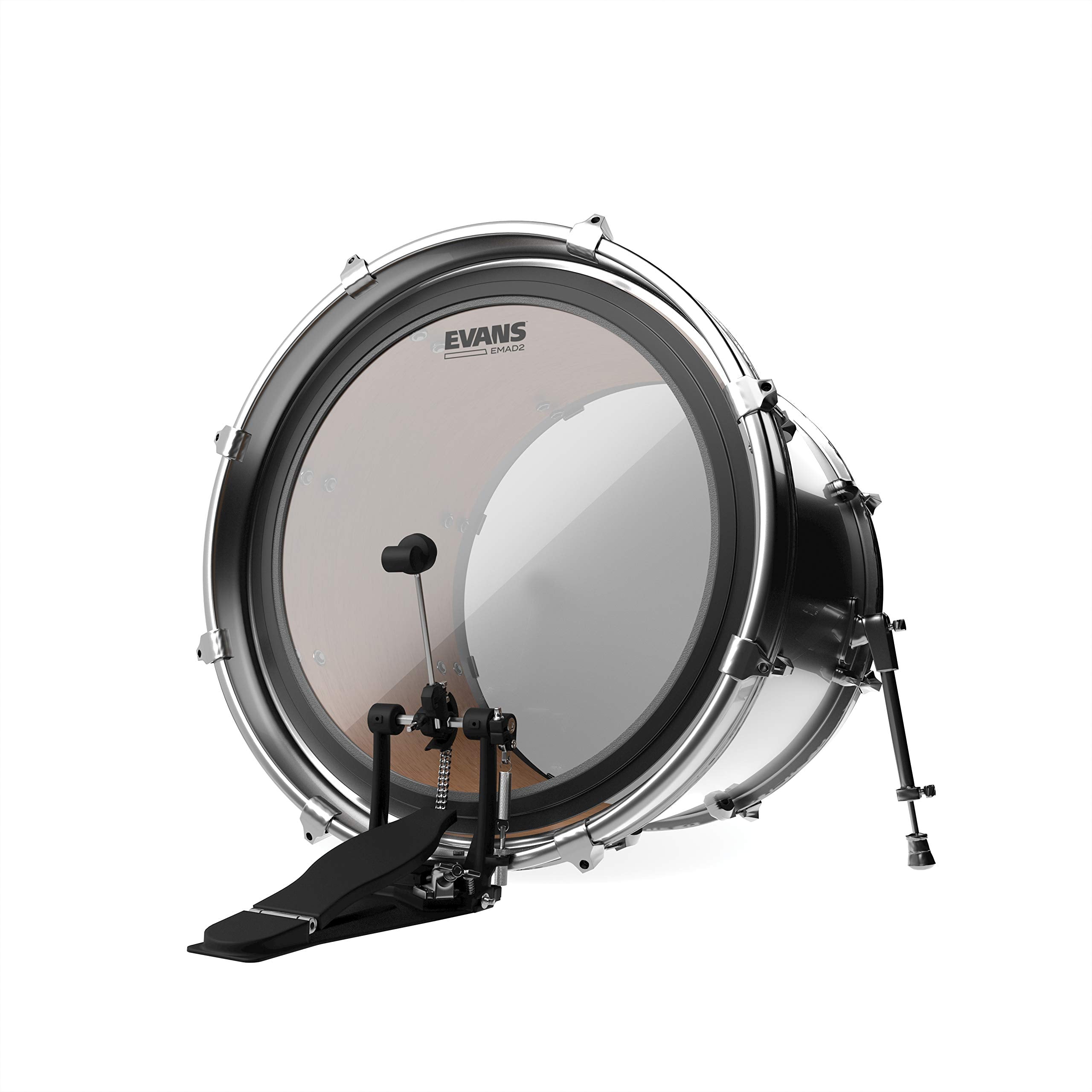 Evans Emad2 Clear Bass Drum Head, 20      Externally Mounted Adjustable Damping System Allows Player To Adjust Attack And Focus