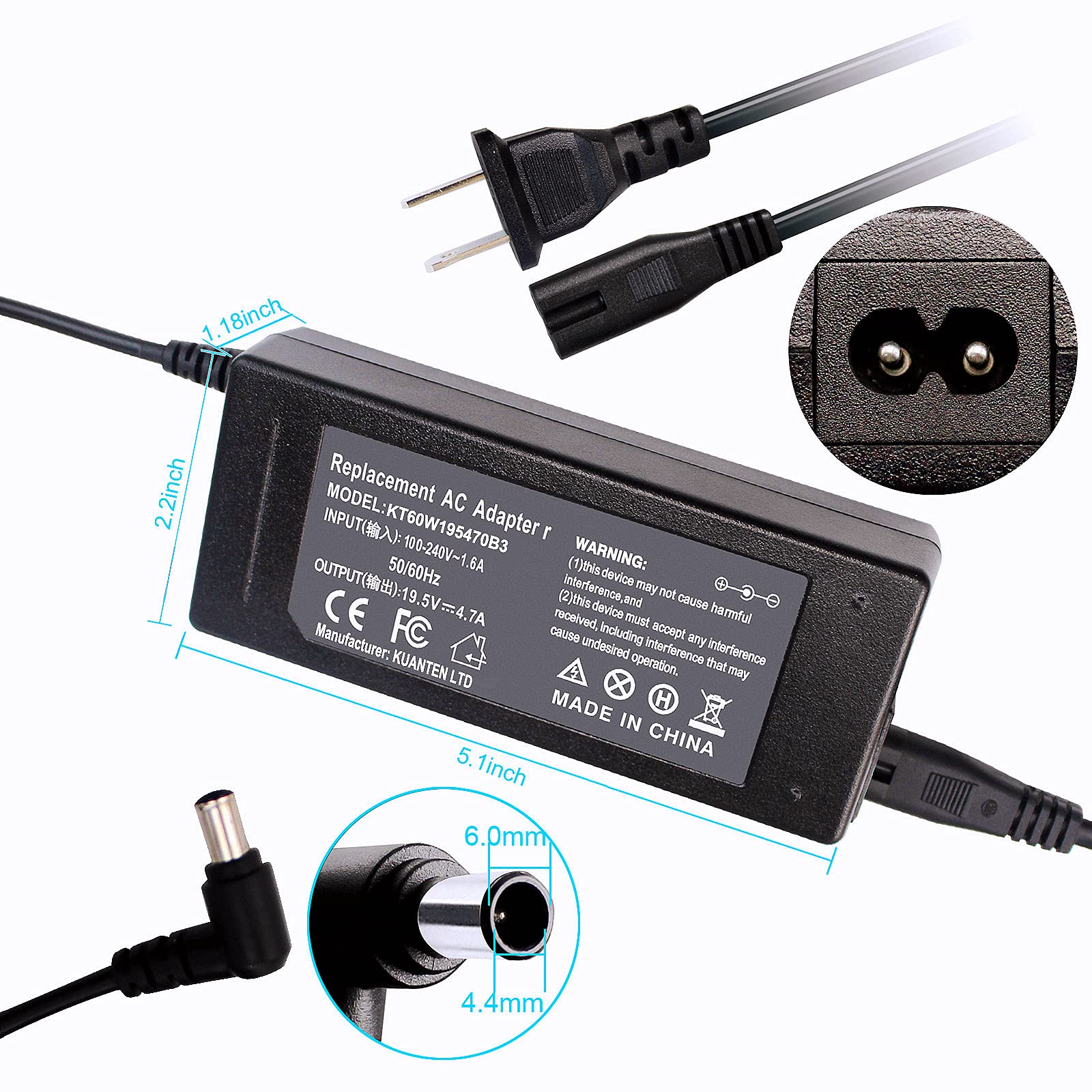 19.5V Adapter Power Cord For Sony Bravia Lcd Tv Kdl 48R510C Kdl 40R510C Kdl 48W650D Kdl40W600B Kdl32W600D Kdl 40W650D Kdl 48W600