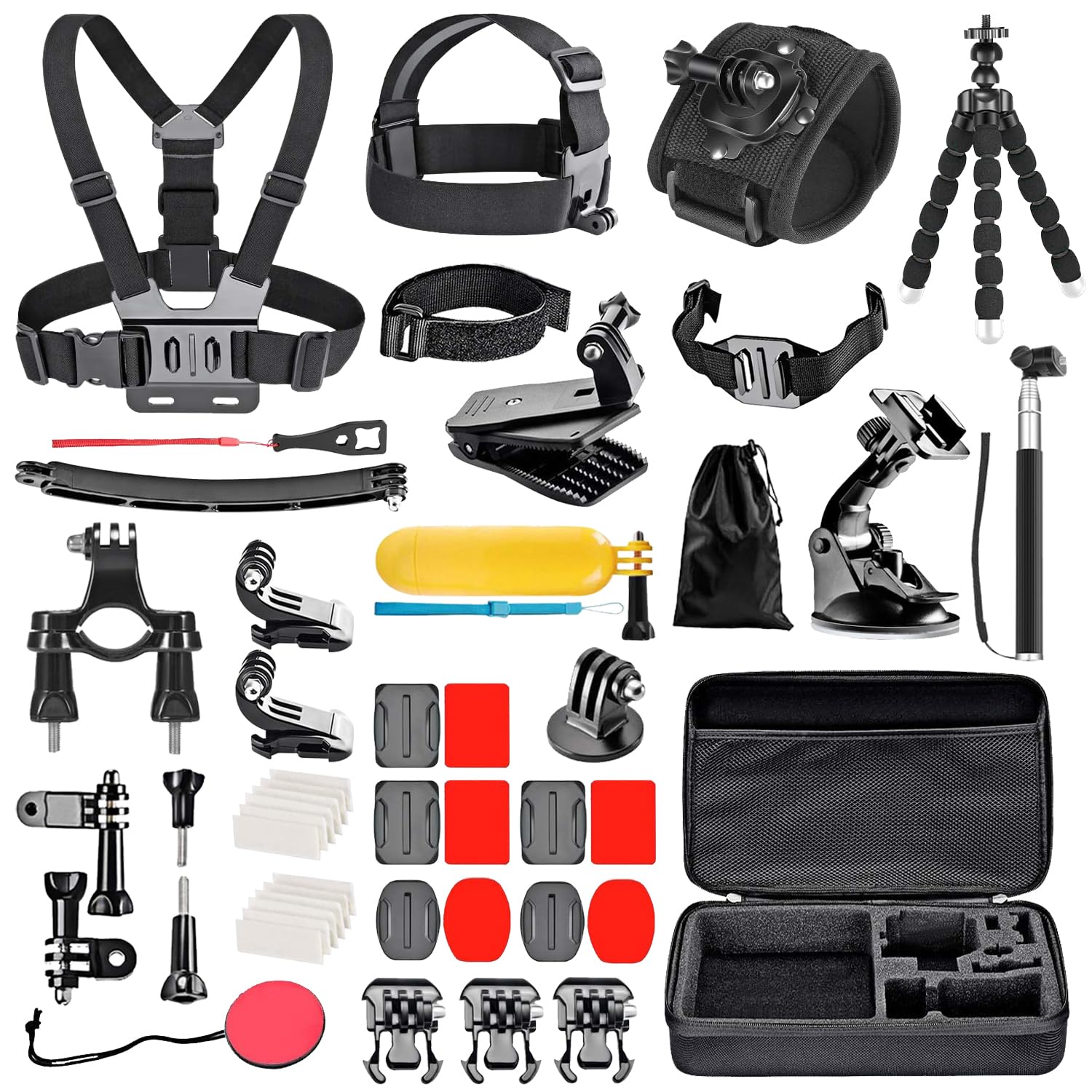 MEKICOWL 50 in 1 Action Camera Accessory Kit Compatible with Gopro Hero 12 11 10 9, DJI OSMO 4 3 2, Insta360 X3 X2 GO 3, SJCAM, 