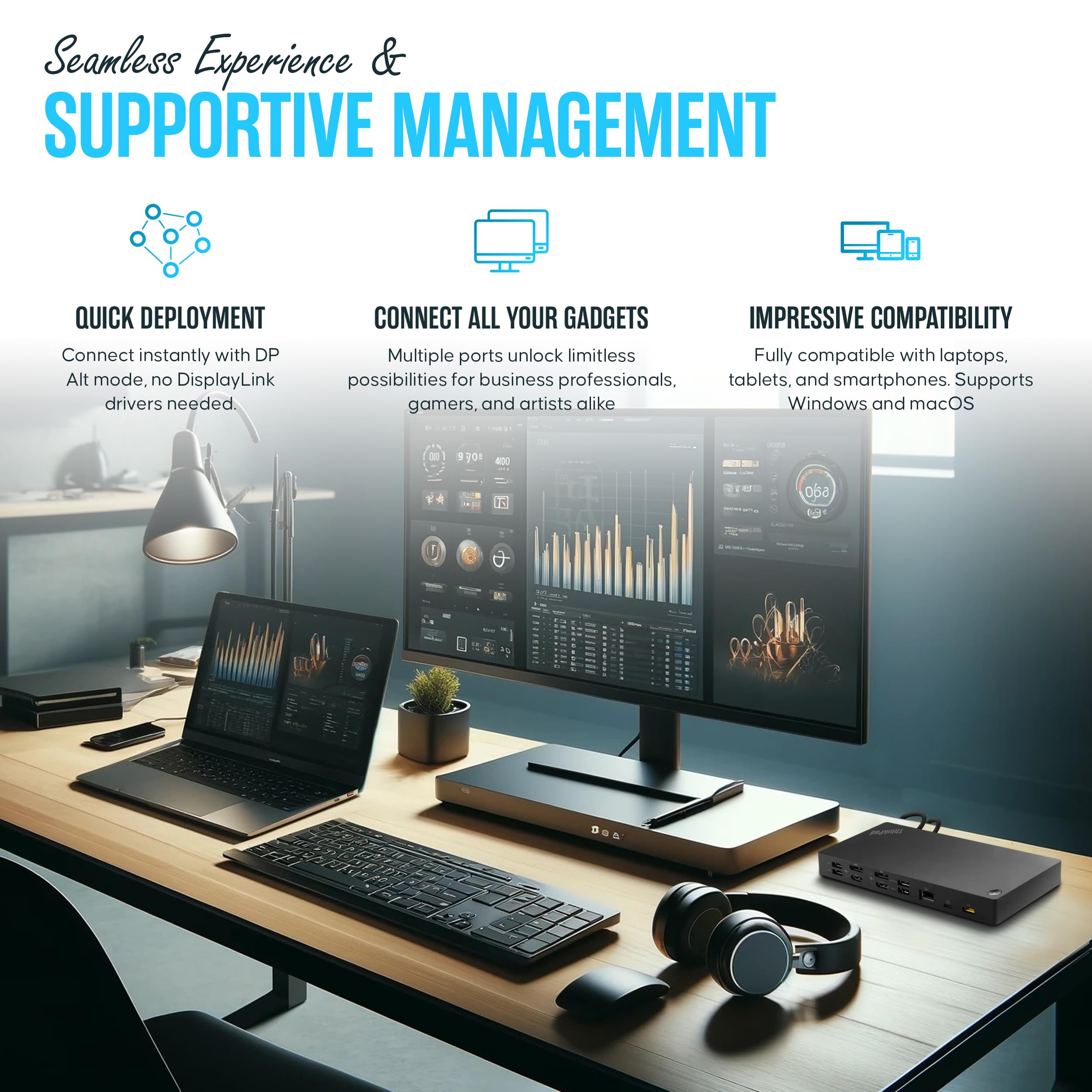 40Af0135Us Lenovo Docking Station Hybrid Usb C With Usb A   1 Year Warranty   Lenovo Thinkpad Dock Usb C With 135W Ac Adapter, H