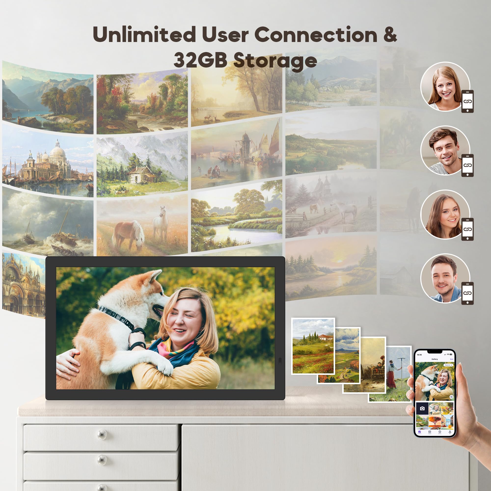 Uhale 21.5 Inch Wifi Digital Picture Frame With Remote Control, 1920 X 1080 Fhd Ips No Touch Screen Electronic Photo Frames With