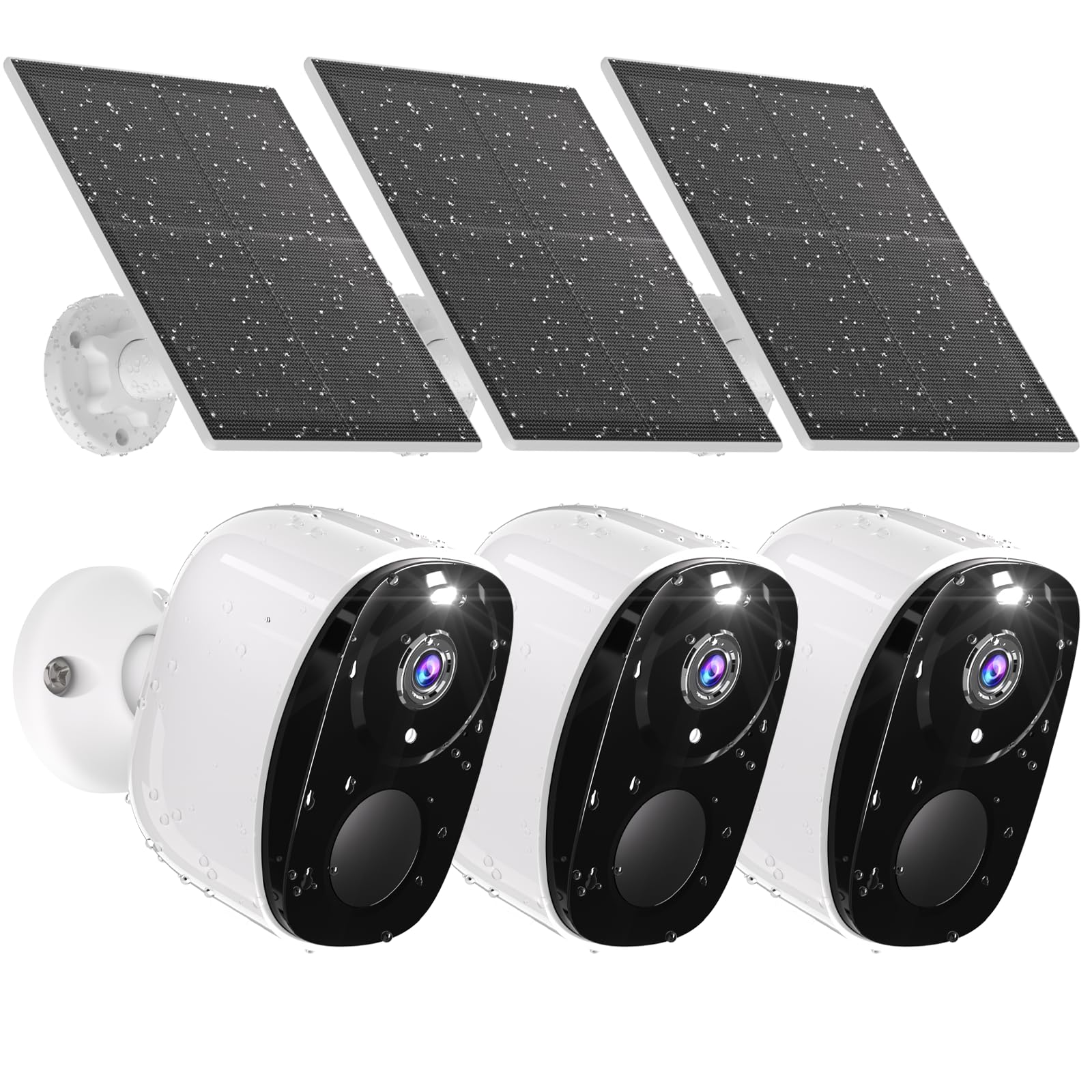 3Pcs 2K Security Camera Wireless Outdoor, Solar Camera For Home Security, Battery Powered Wifi Security Cameras With Color Night