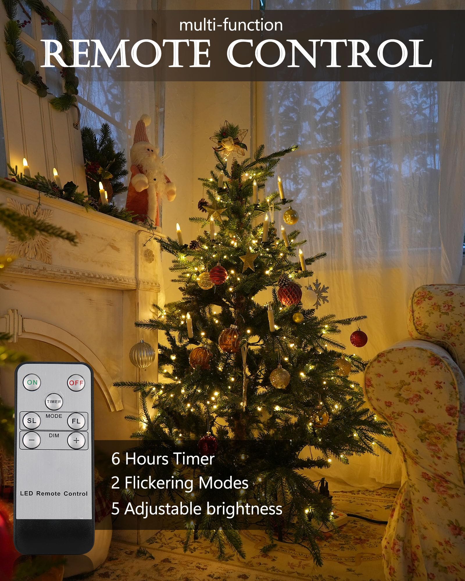 Fpoo 10Pcs Clip On Candles For Christmas Tree, Small Candle Lights Battery Operated With Remote Timer, Flickering Taper Candlest