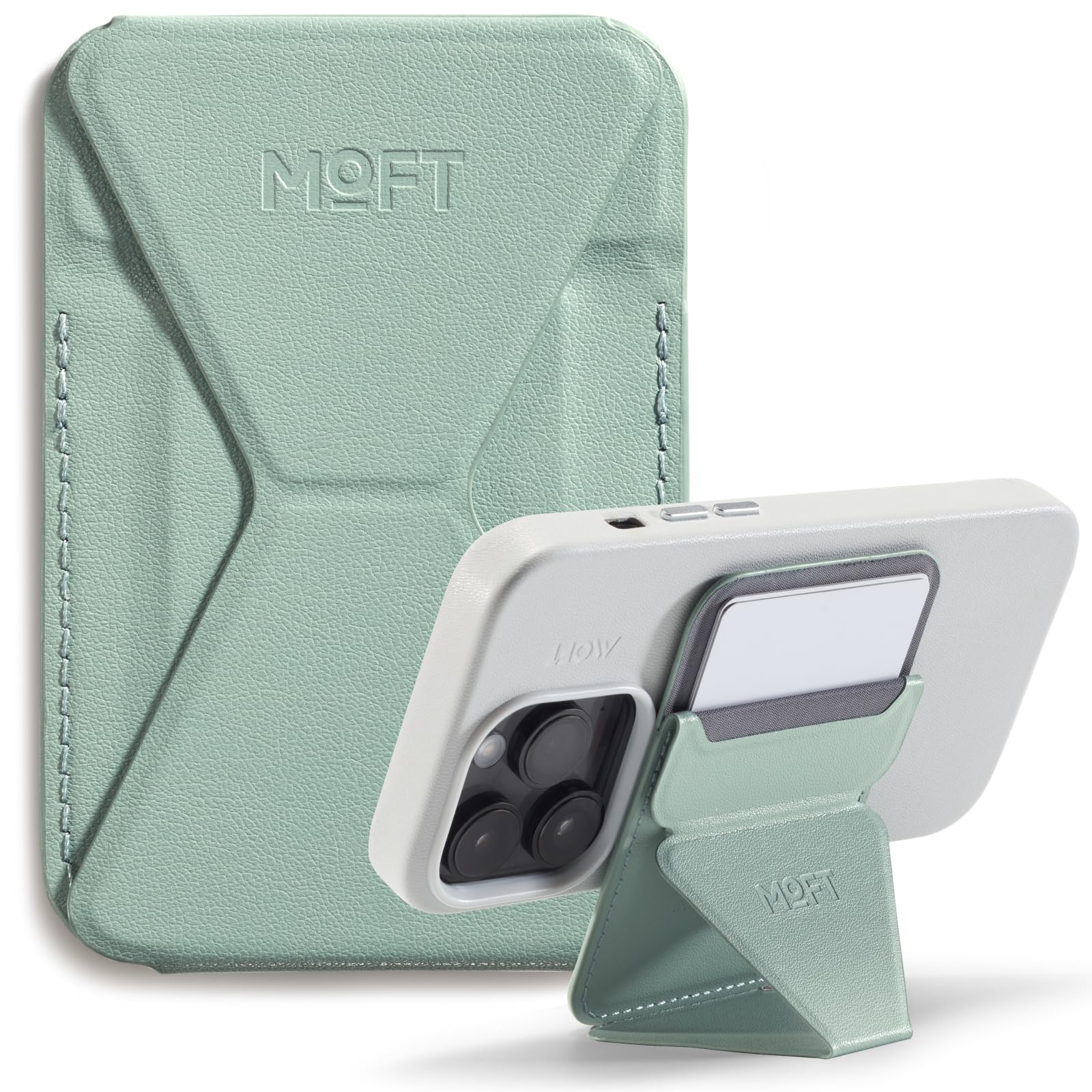 MOFT MagSafe Wallet for iPhone 15/14/13/12 Series, Strong Magnetic Phone Card Holder Fit 2 Cards & 3 Viewing Angles & Stain-Resi
