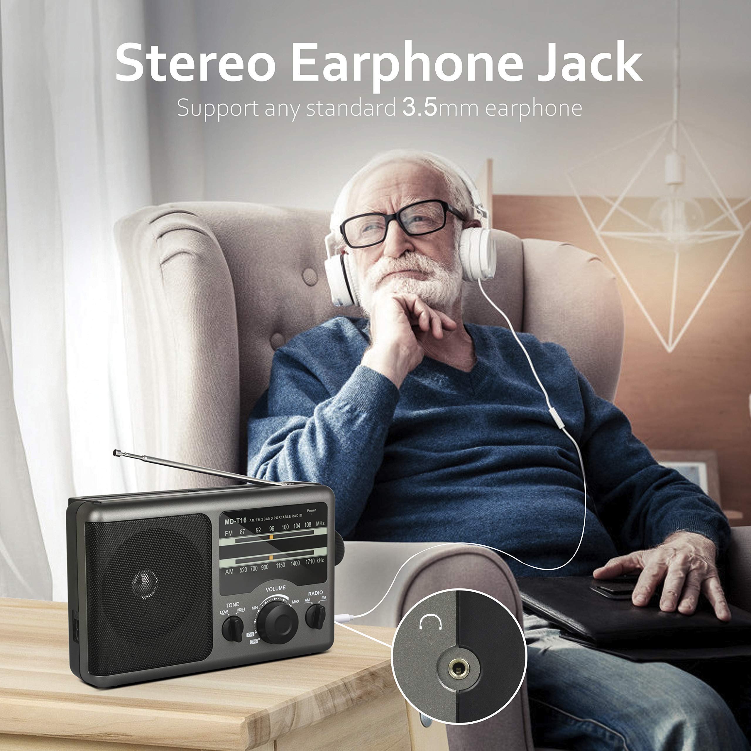 Am Fm Portable Radio Battery Operated Radio By 4X D Cell Batteries Or Ac Power Transistor Radio With And Big Speaker, Standard E