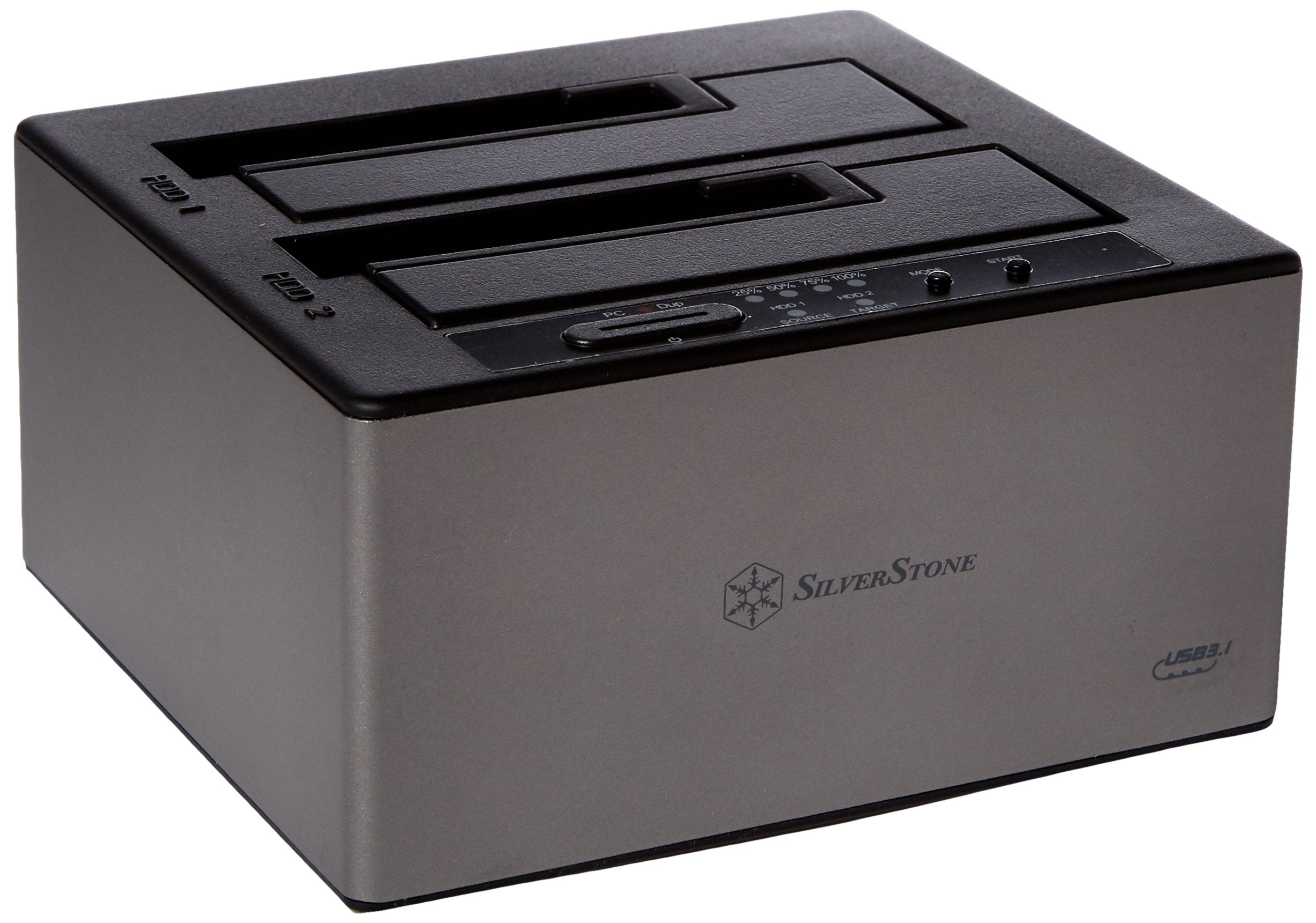 Silverstone Technology 3.5'' And 2.5'' External Hard Drive Dock With Usb 3.1 Type  C Gen 2, Supports Offline Clone And Jbod Mode