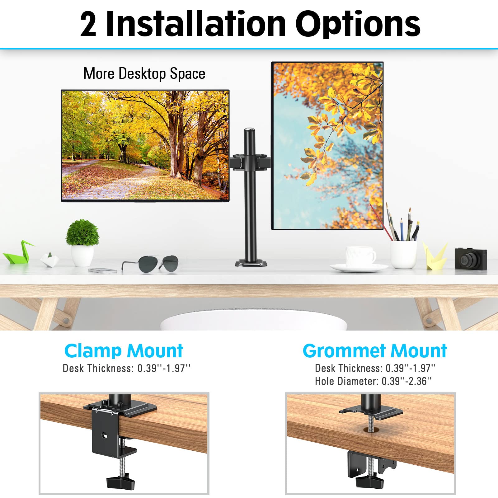 Mountup Dual Monitor Desk Mount, Fully Adjustable Dual Monitor Arm For 2 Lcd Screens, Max 32 Inch Up To 19.8Lbs, Dual Monitor St