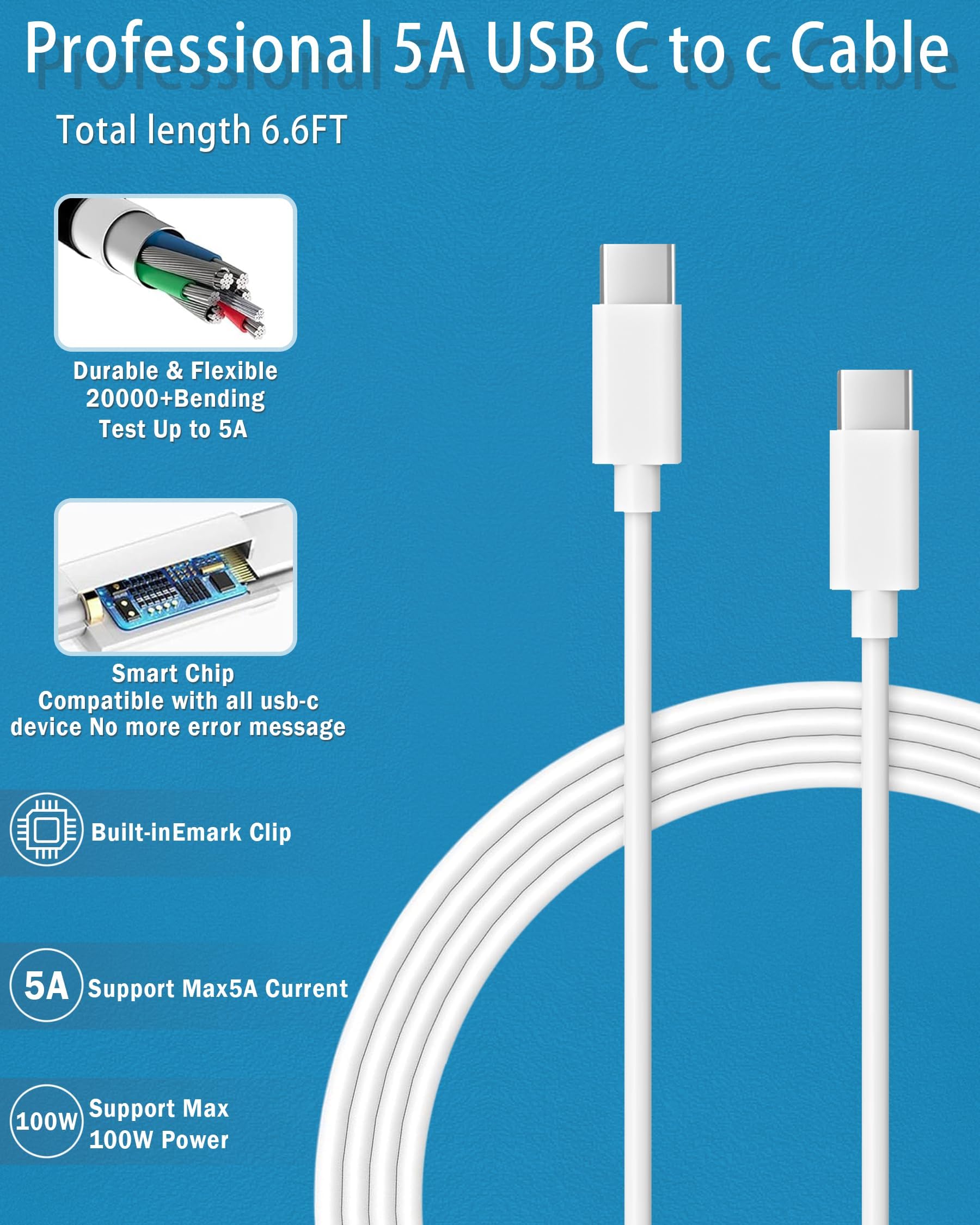Mac Book Charger,100W Usb C Charger Replacement For Macbook Pro 16, 15, 14, 13 Inch, Macbook Air 13 Inch, Ipad Pro 2023/2022/ 20