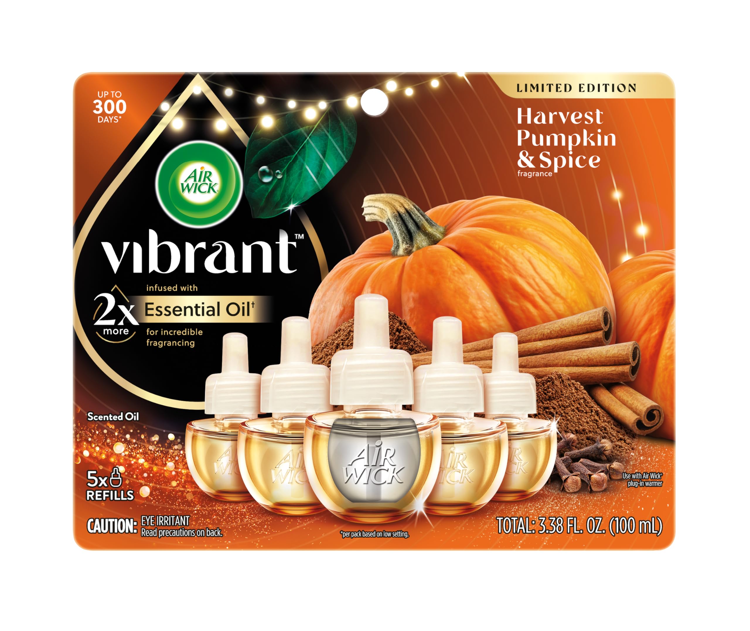 Air Wick Plug In Advanced Scented Oils Refills, Harvest Pumpkin + Spice,Fall Decorations For Home,Plug In Air Fresheners For Hom