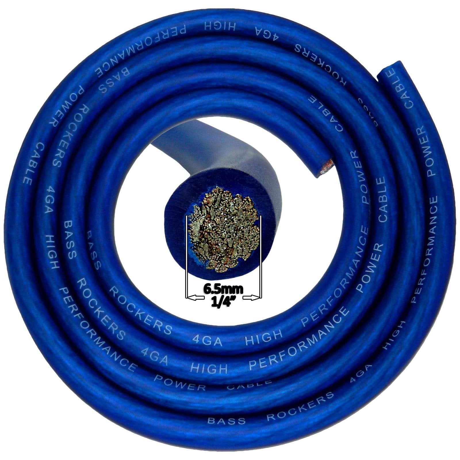Bass Rockers 4 Awg 20Ft Flexible Power Ground Cable Blue Coating