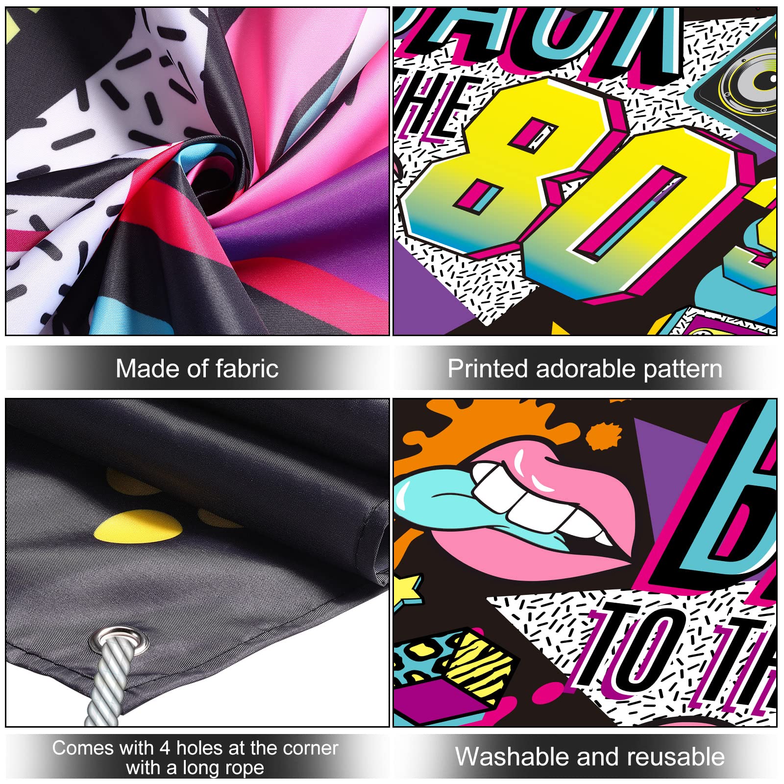 80'S Party Decorations Back To The 80'S Banner 80'S Backdrop Decoration For Photography Background 80'S Party Supplies, 73 X 43