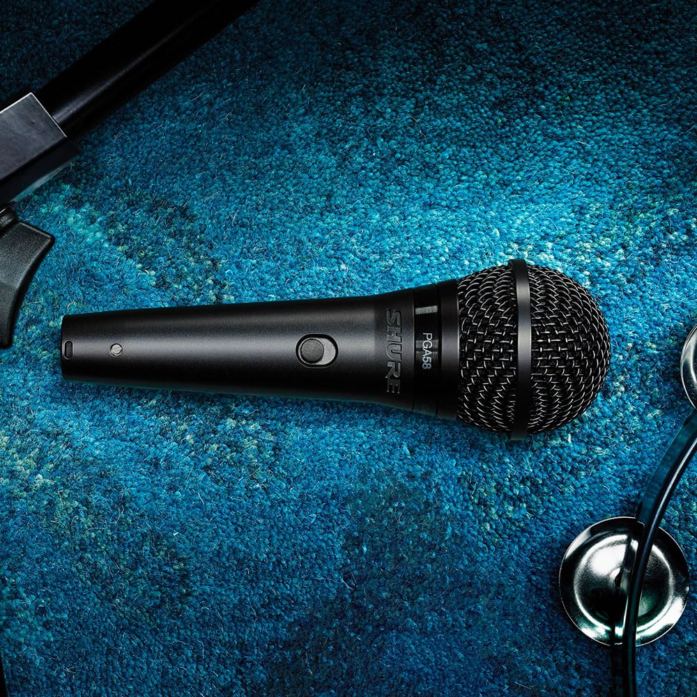 Shure Pga58 Dynamic Microphone   Handheld Mic For Vocals With Cardioid Pick Up Pattern, Discrete On/Off Switch, Stand Adapter An