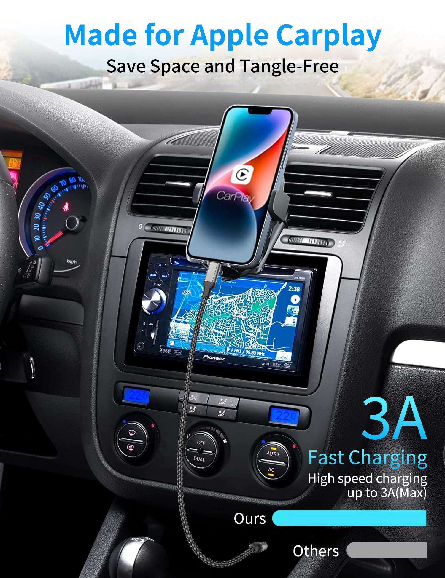 2Ft Usb C To Lightning Cable 2Pack,[Apple Mfi Certified] Power Delivery Usb C Iphone Charger Fast Charging, 2 Foot Nylon Braided