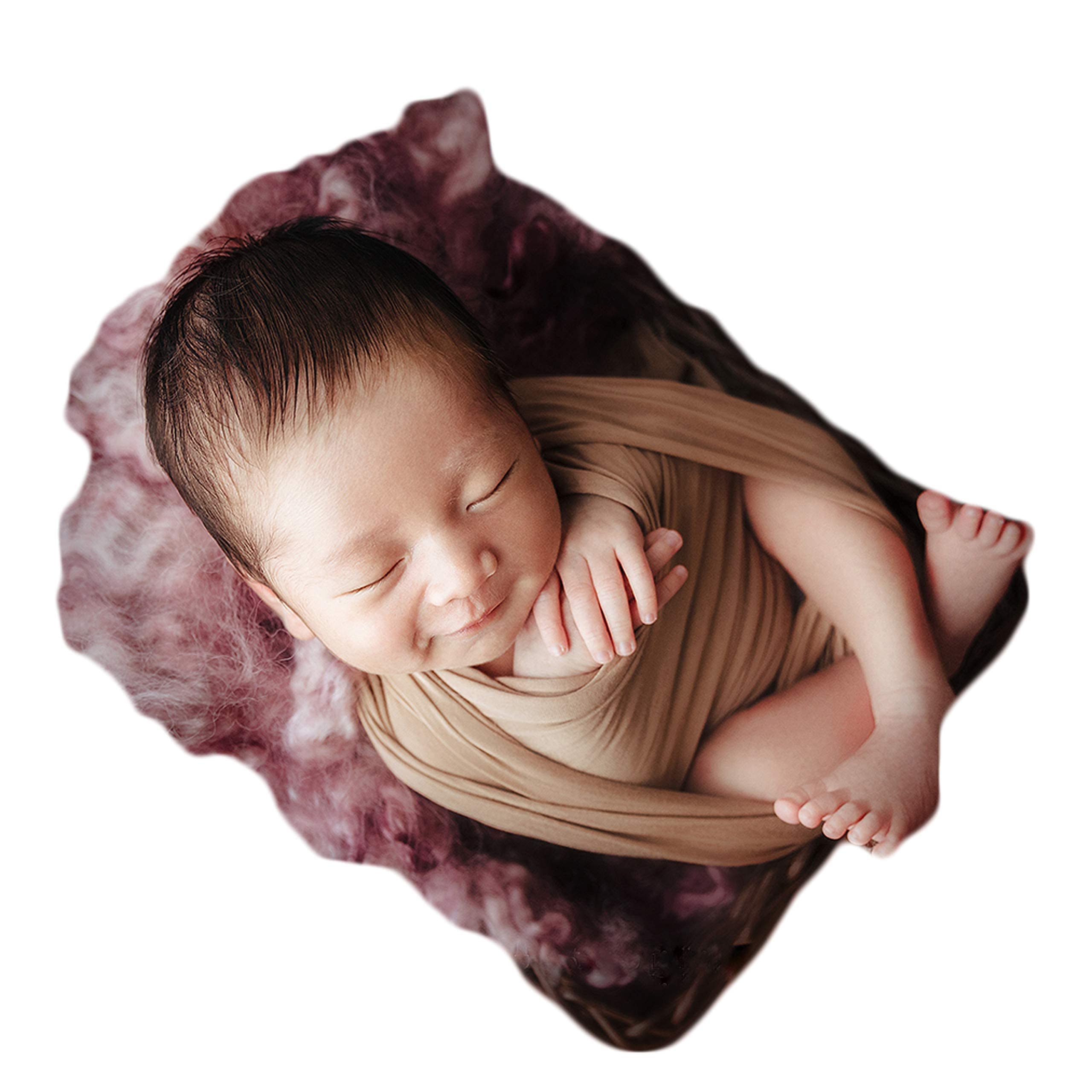 Zeroest Newborn Photography Stretch Wrap Boy Girl Baby Wraps Photography Props Baby Photo Prop Stretch Blanket For Baby (Tan)