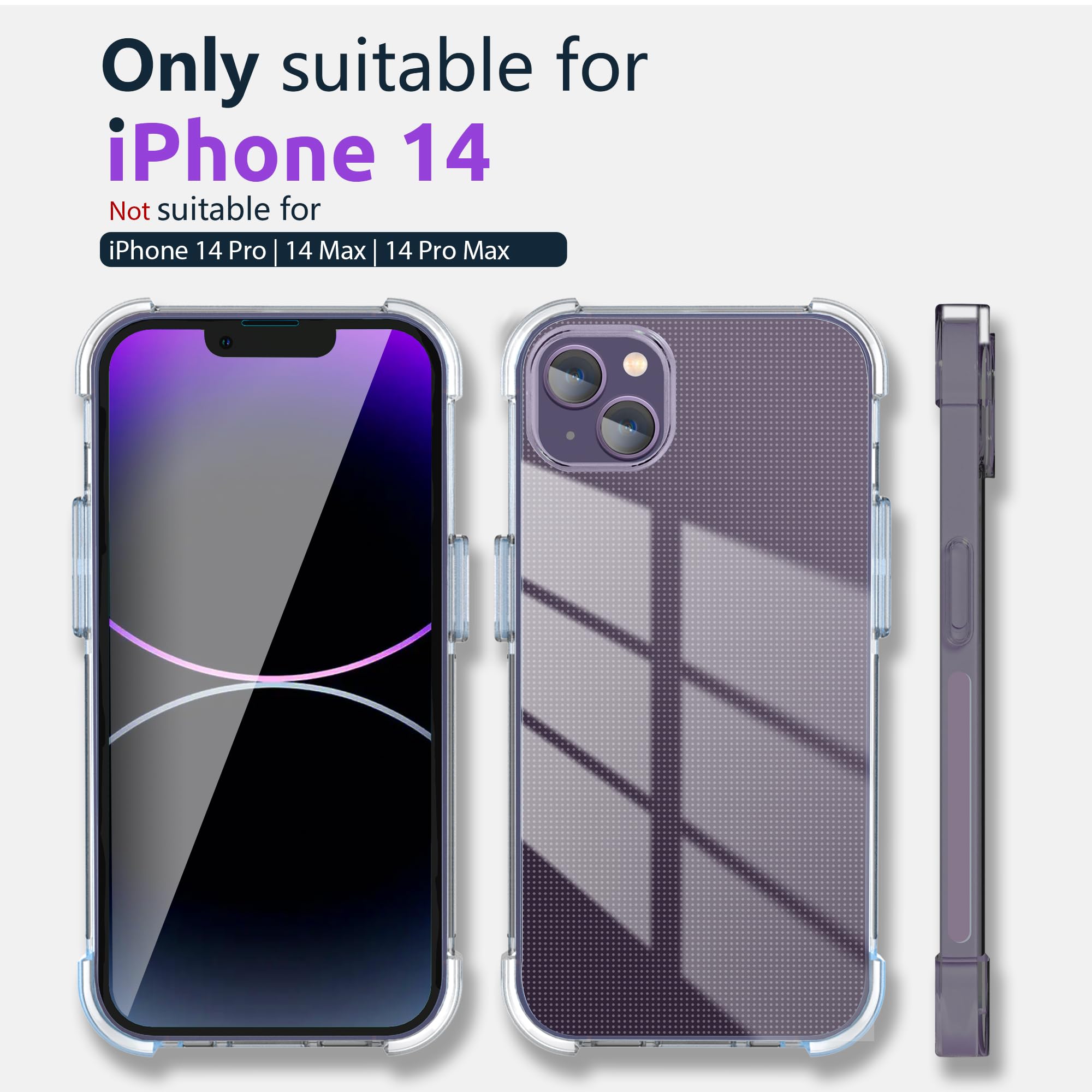 Quanzhou Chenchenchen E Commerce Co.,Ltd Designed For Iphone 14 Case 6.1 Inch, Shockproof Bumper Cover, Anti Scratch Clear