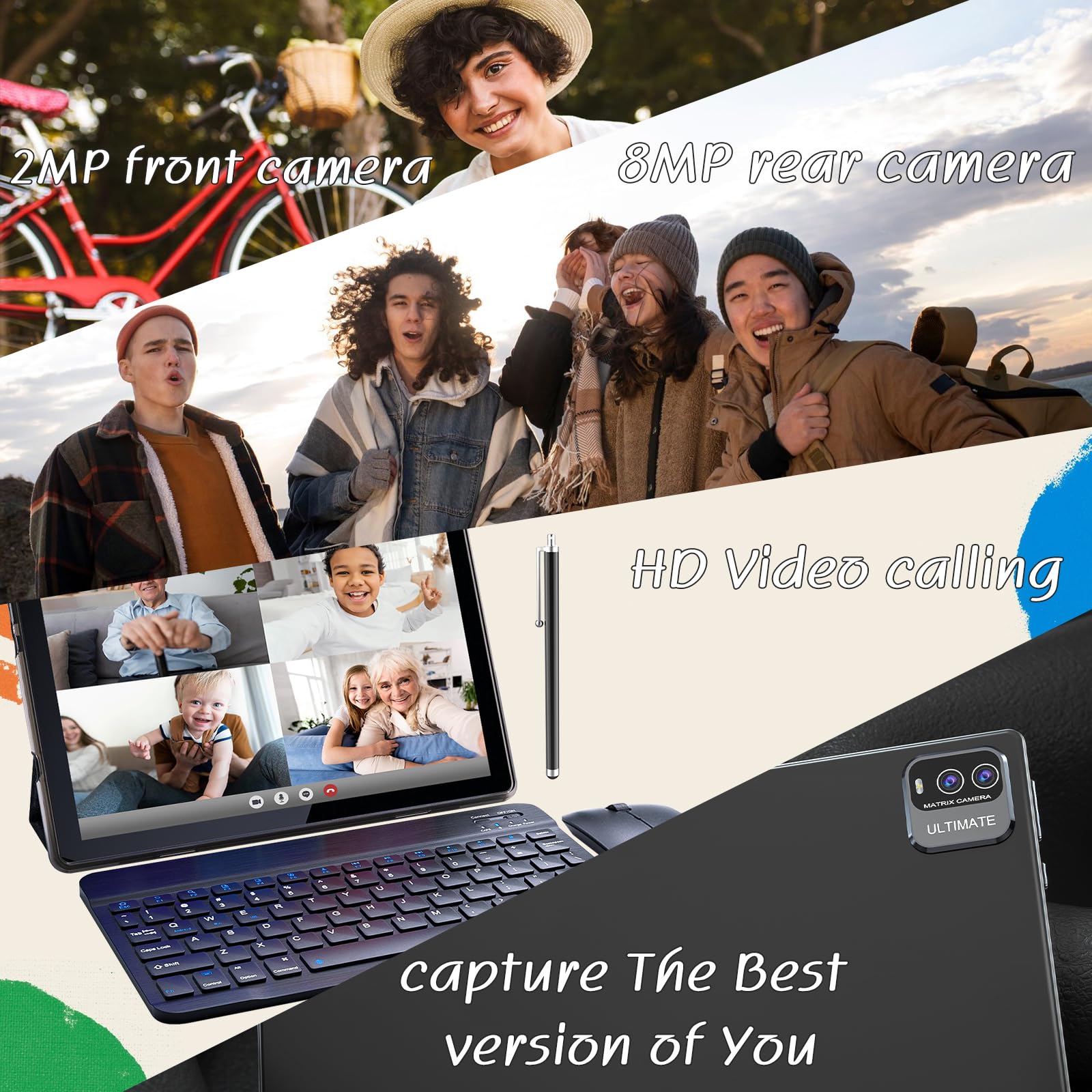 Ruiqiai 2024 Newest Android 13 Tablets, 10 Inch Tablet, 2 In 1 Tablet With Keyboard, 12Gb+128Gb/512Gb Expand, 2.4G/5G Wi Fi 6, B