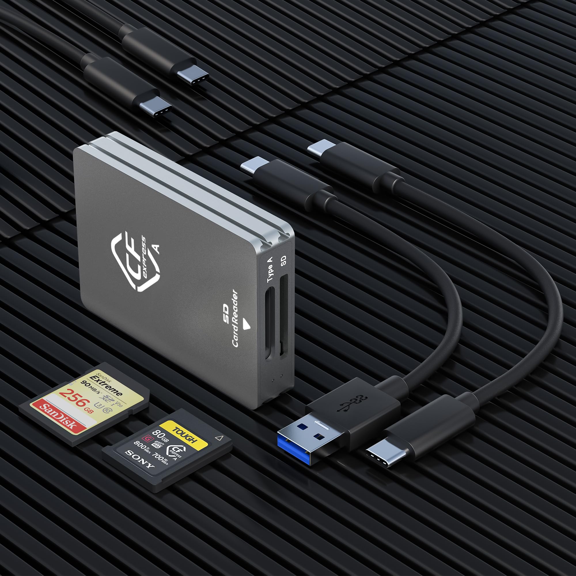 Cfexpress Type A And Sd Card Reader, Dual Slot Usb3.2 Gen2 10Gpbs Type A Cfexpress Card Reader Adapter Usb C To Usb C/Usb A For 