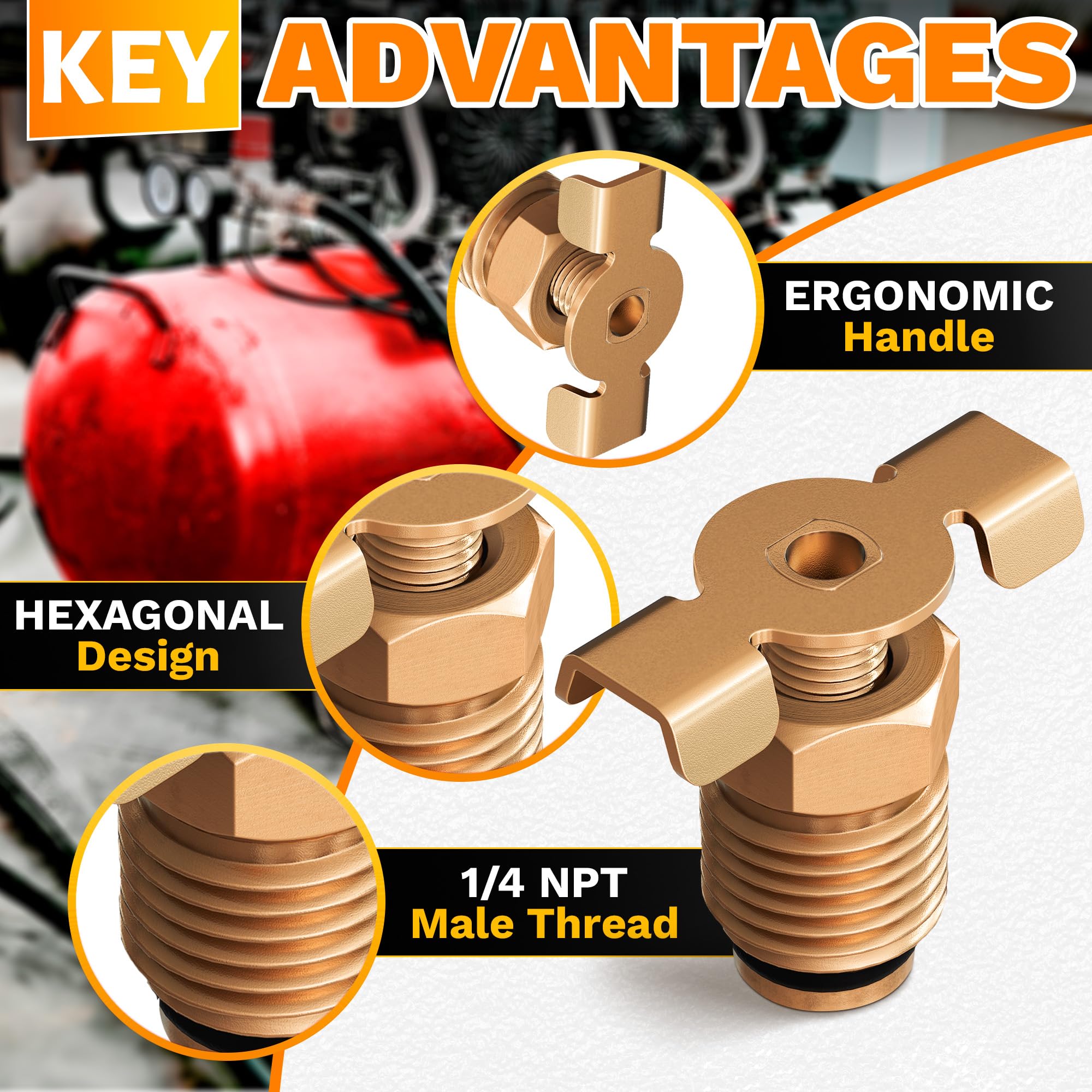 1/4 Air Valve Air Compressor Drain Valve   High Flow Air Fittings Portable Air Tank Valve Air Compressor Parts Water Line Adapte