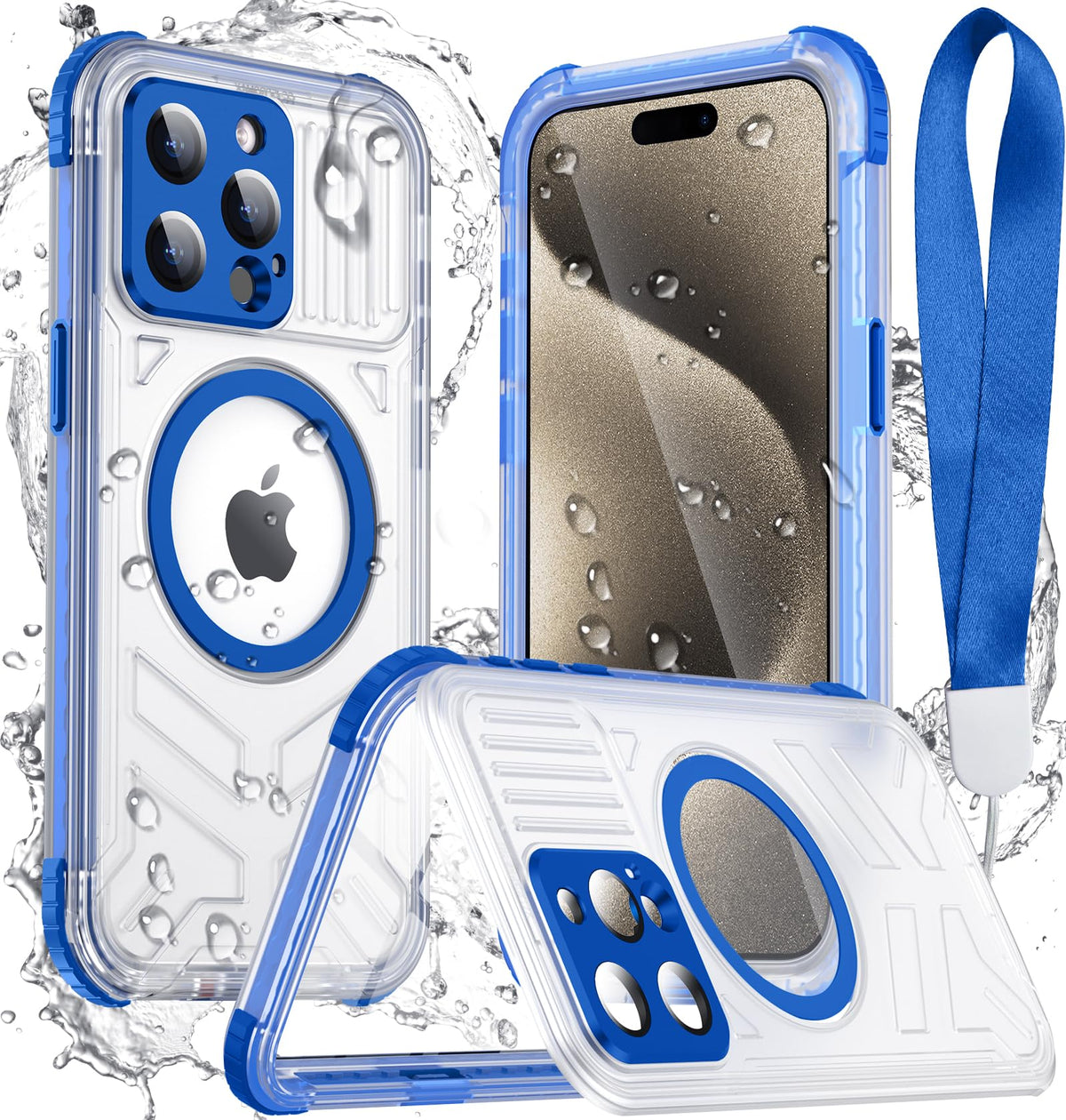 Temdan Magnetic For Iphone 15 Pro Max Case Waterproof,Built In Screen Protector[Ip68 Underwater][12Ft Military Dropproof][Compat