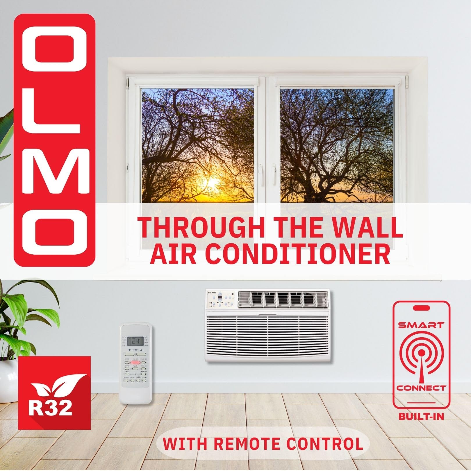 Olmo 12,000 Btu 115V Through-The-Wall Air Conditioner - Cooling Only - Includes Wall Sleeve, Remote Control & Built-In Wireless