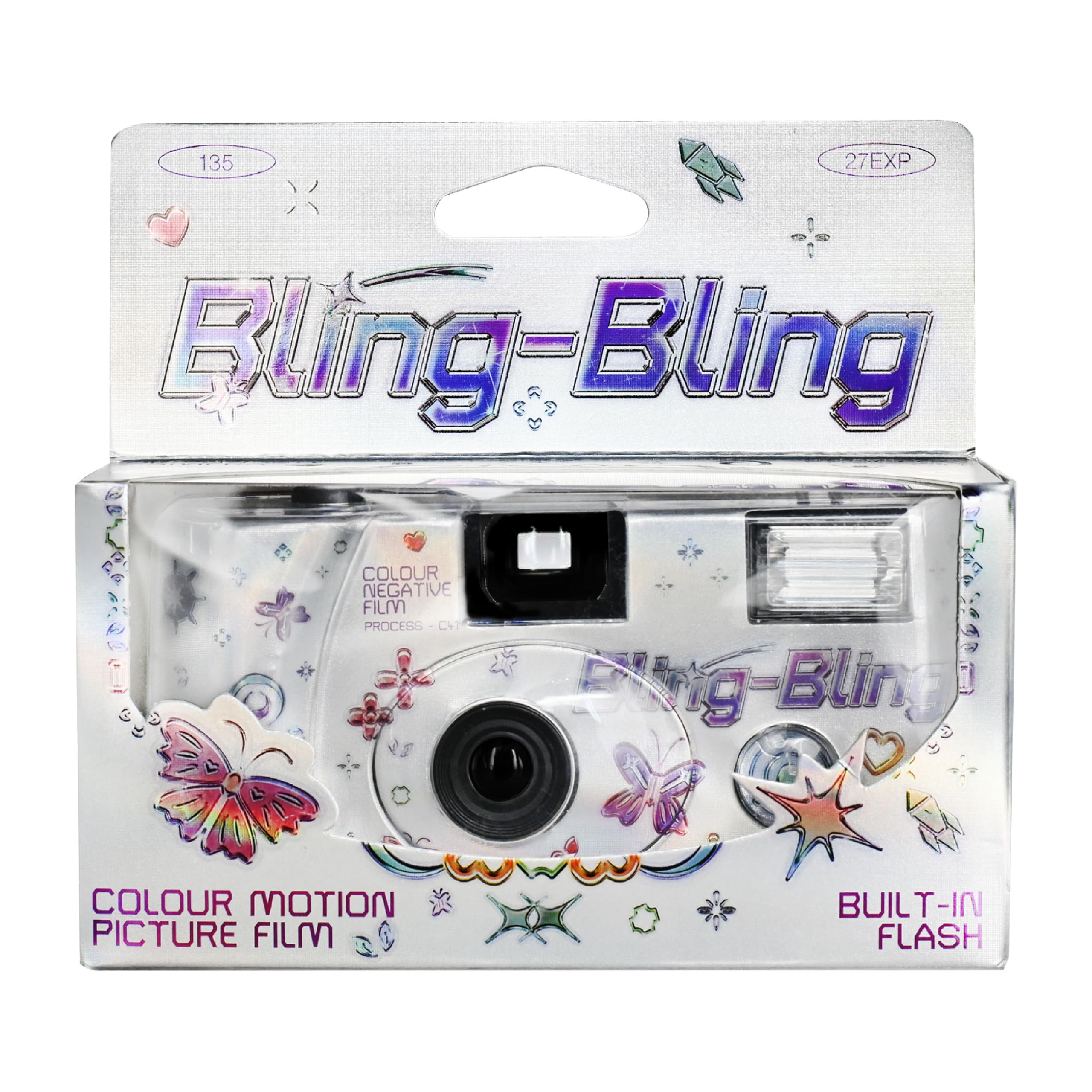 Retocolor Bling-Bling 400 35mm Disposable Film Camera 27EXP, ISO400, Color Negative Film, Focus Free, Easy to Use, Built in Flas
